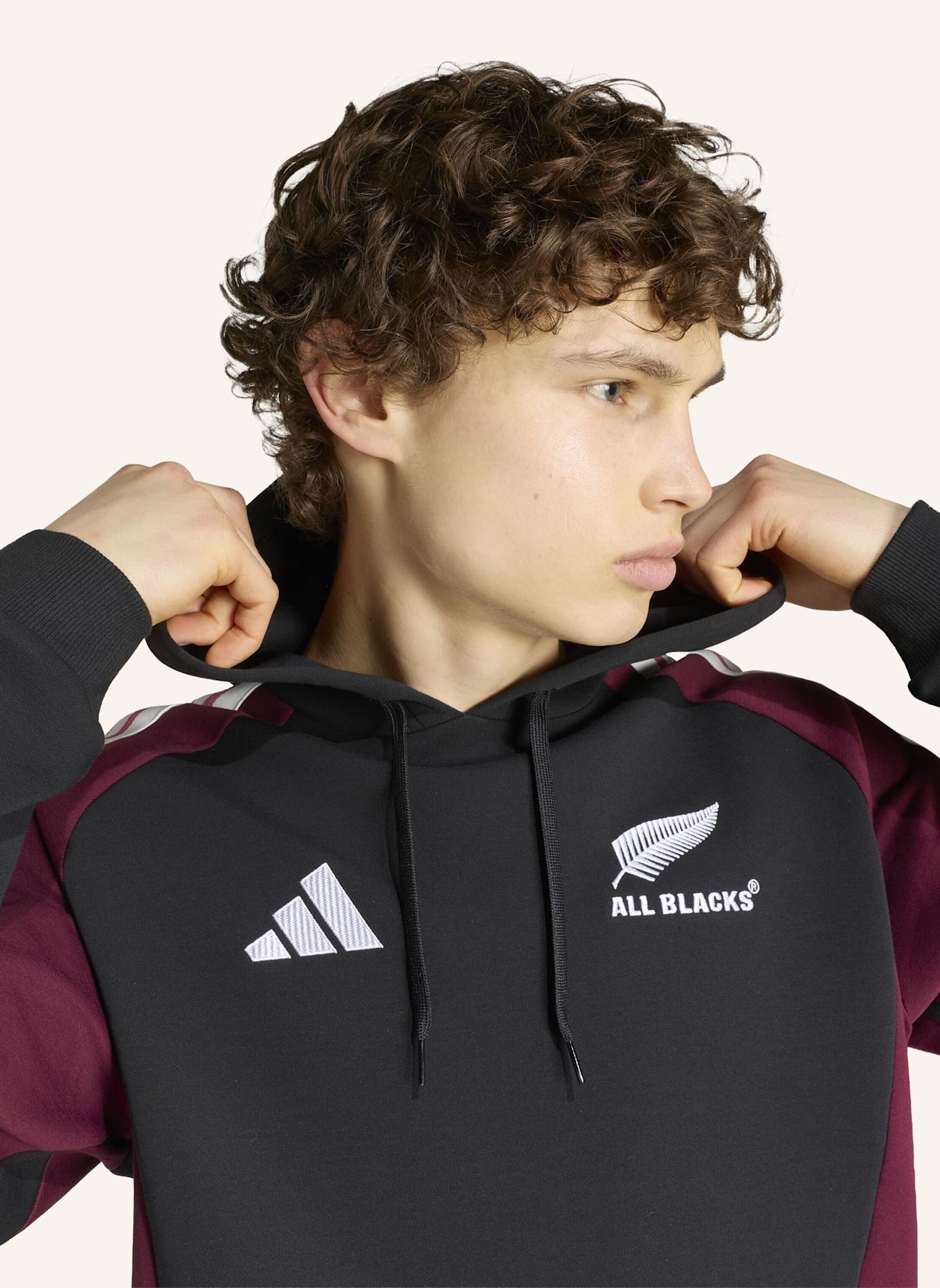 adidas ALL BLACKS HOODIE: SCHWARZ / ROT