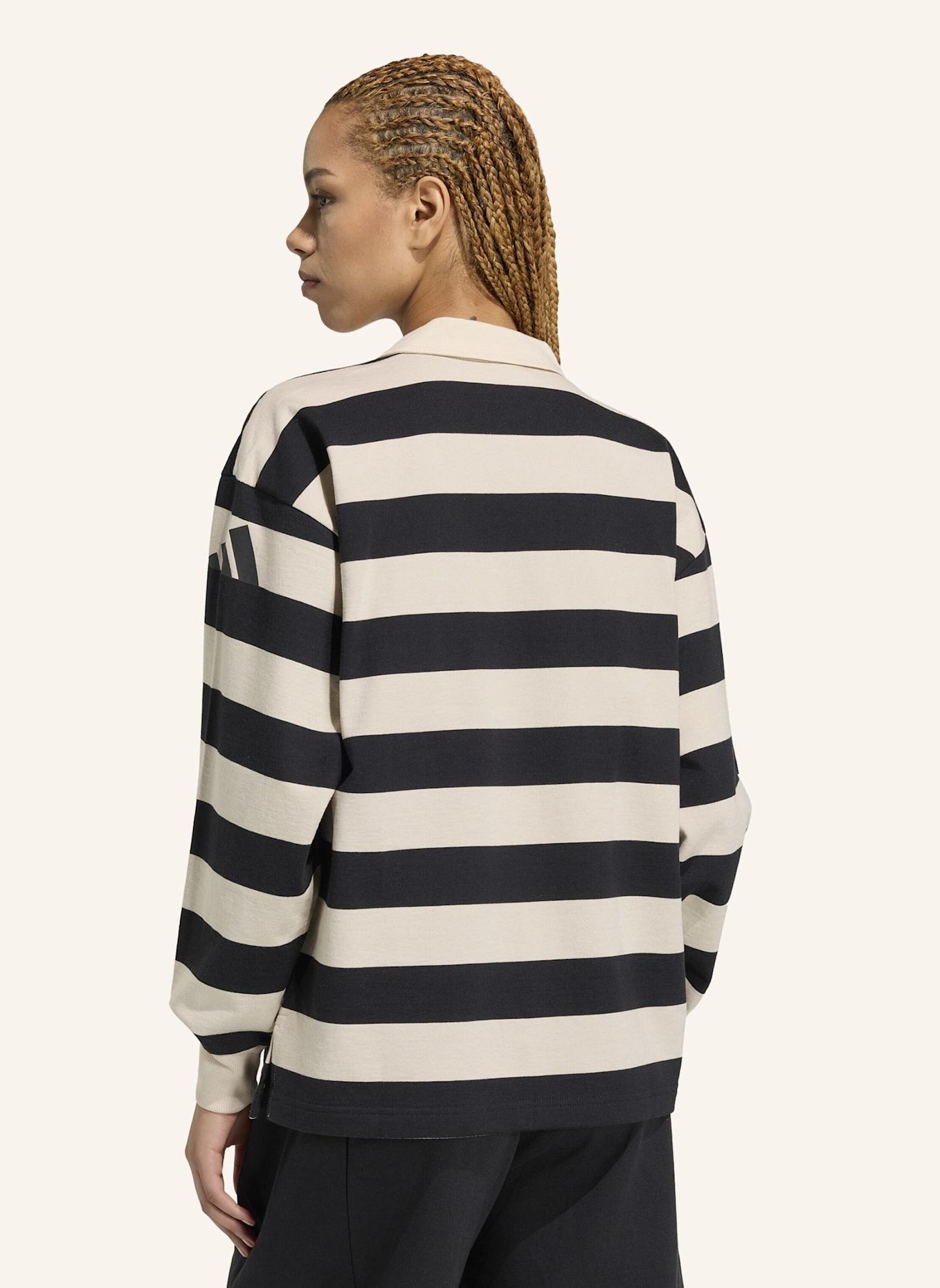 adidas ESSENTIALS CONTEMPORARY FRENCH TERRY LANGARM-POLOSHIRT: SCHWARZ/ BEIGE