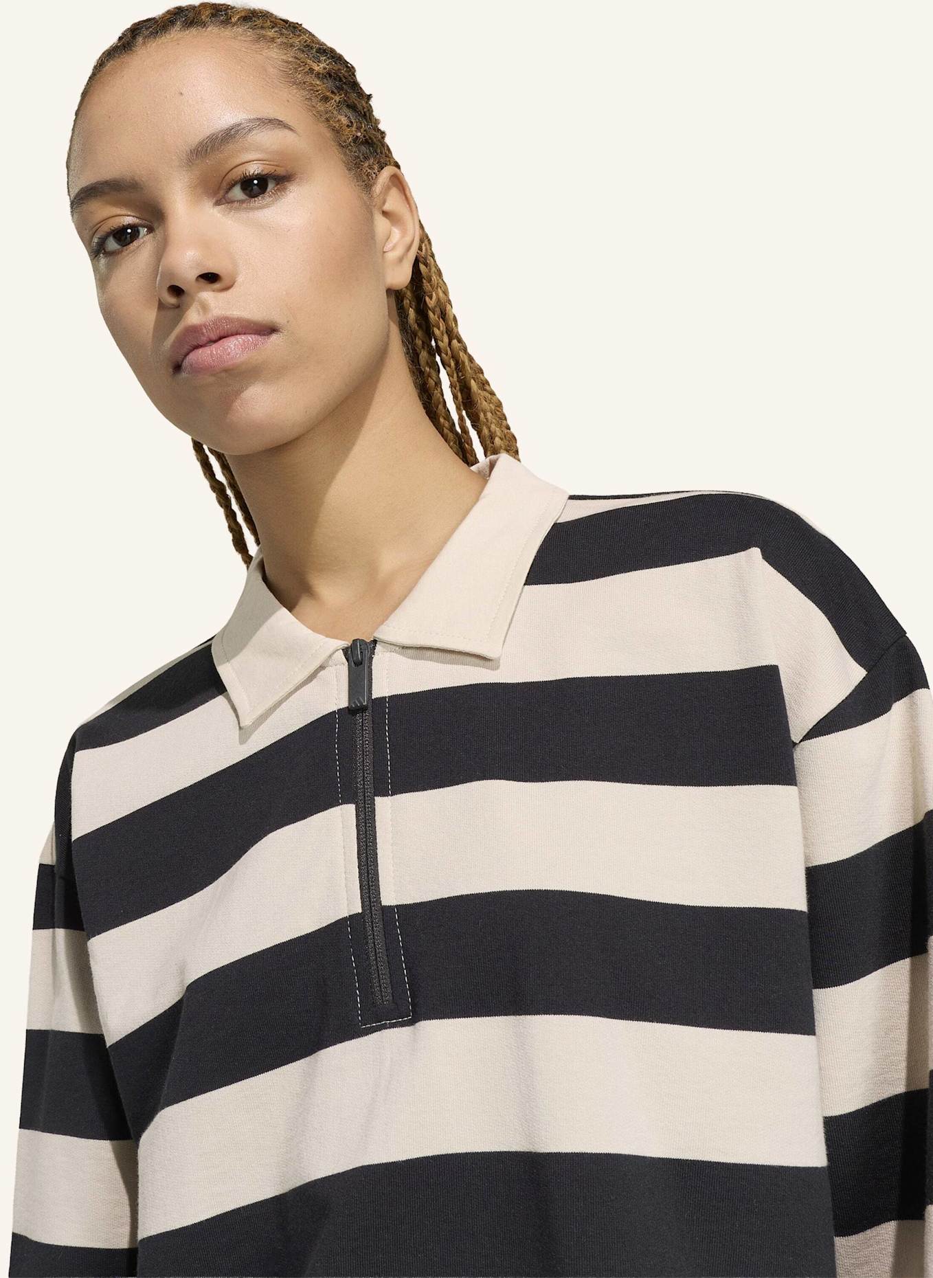 adidas ESSENTIALS CONTEMPORARY FRENCH TERRY LANGARM-POLOSHIRT: SCHWARZ/ BEIGE