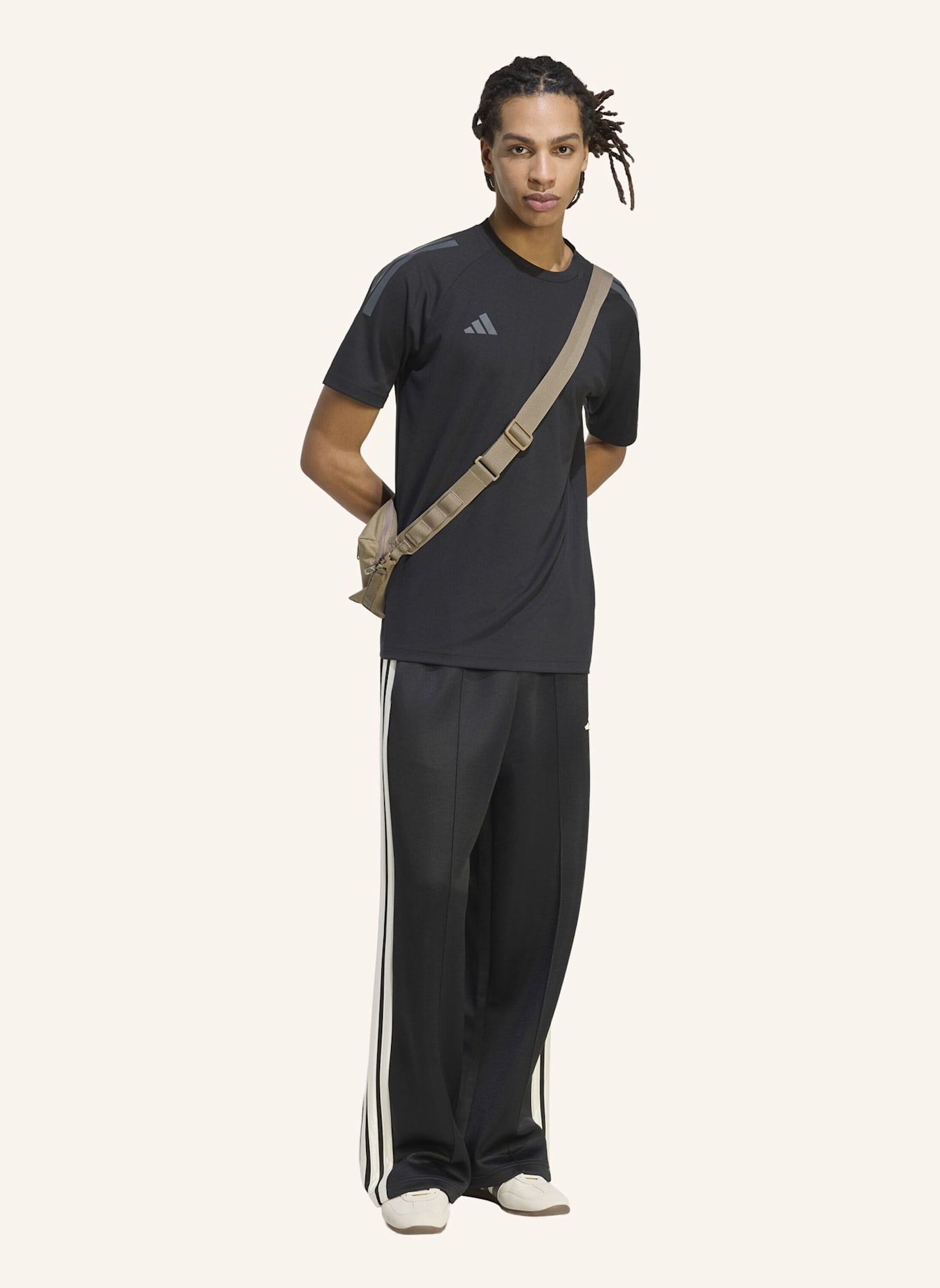 adidas STADIUM LOOSE HOSE, OFFENER SAUM: SCHWARZ