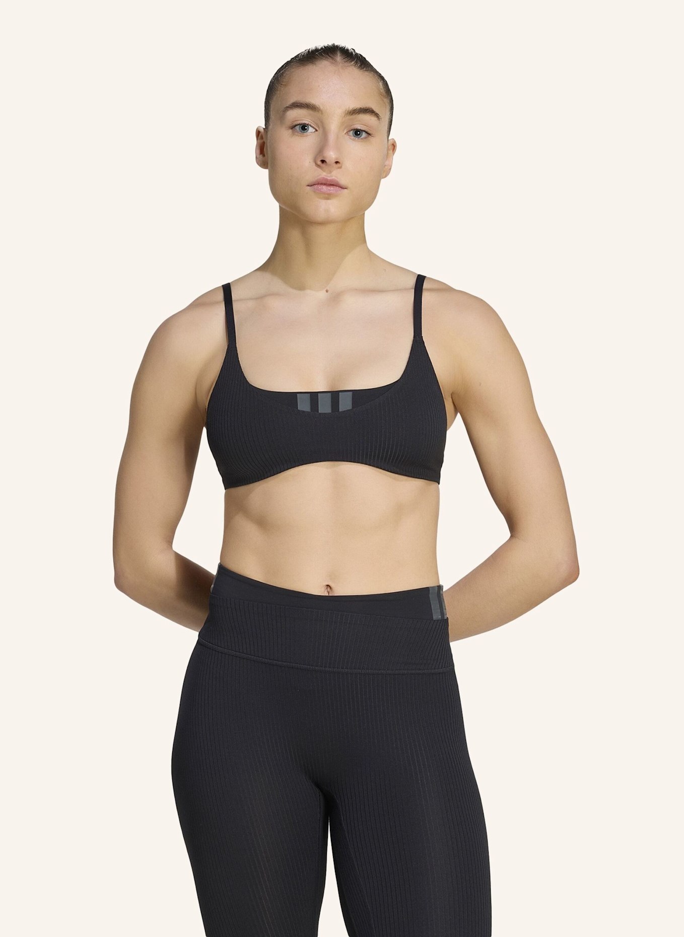 adidas ALL ME SPORT-BH, LEICHTER HALT, GERIPPT: SCHWARZ