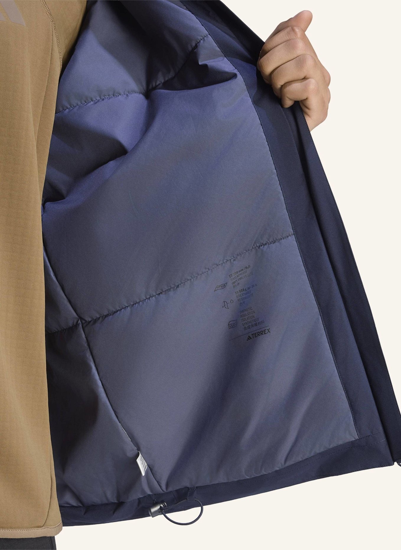 adidas TERREX TERREX MULTI ESSENTIALS CLIMAPROOF KAPUZENJACKE, ISOLIEREND: BLAU