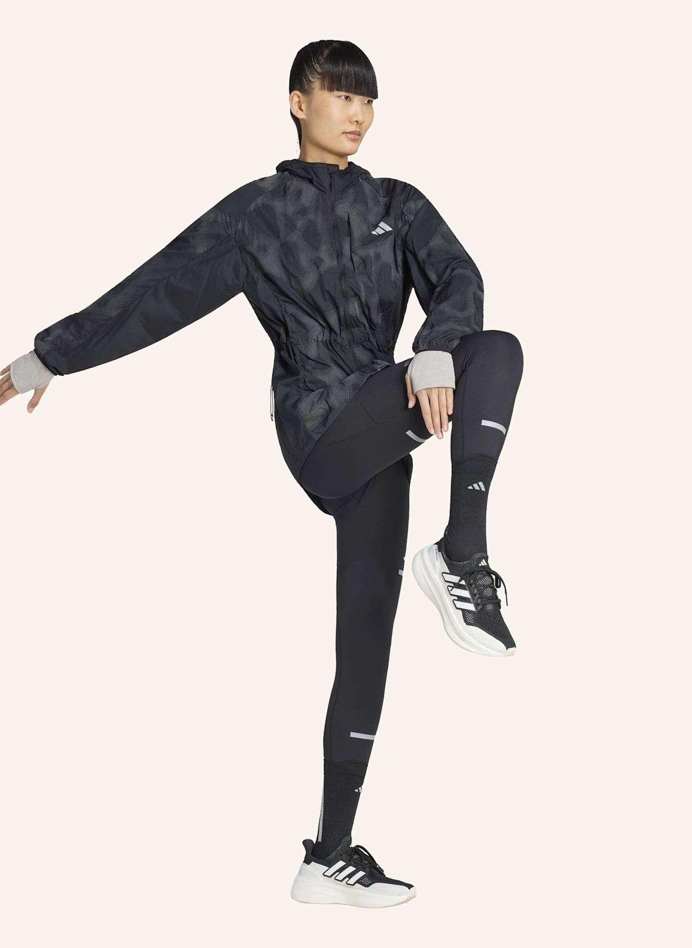 adidas ADI365 HI-VIS JACKE, ALLOVER-PRINT: SCHWARZ
