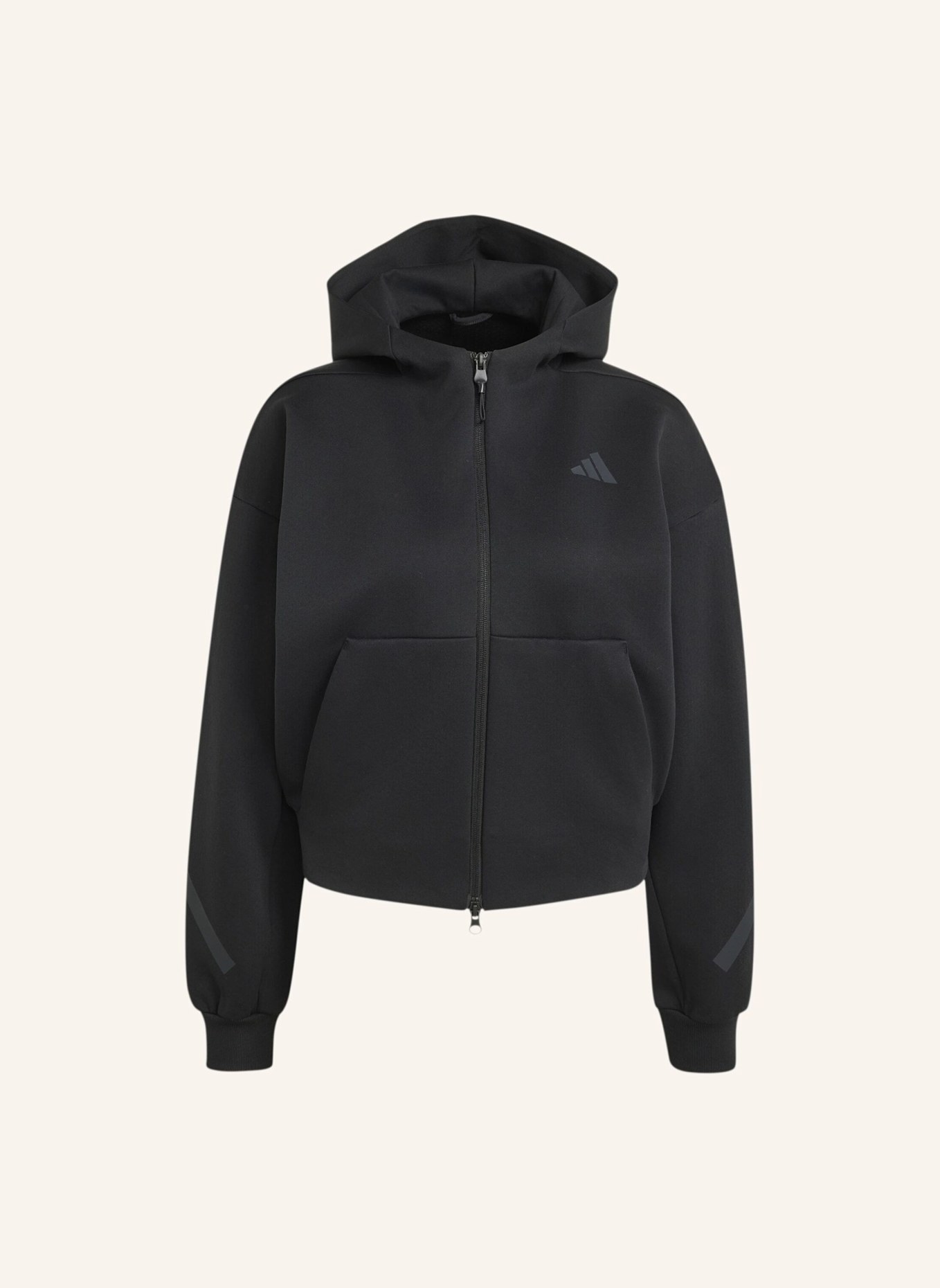 adidas ADIDAS Z.N.E. SWEATSHIRT, KÜRZER GESCHNITTEN, DURCHGEHENDER REISSVERSCHLUSS: SCHWARZ