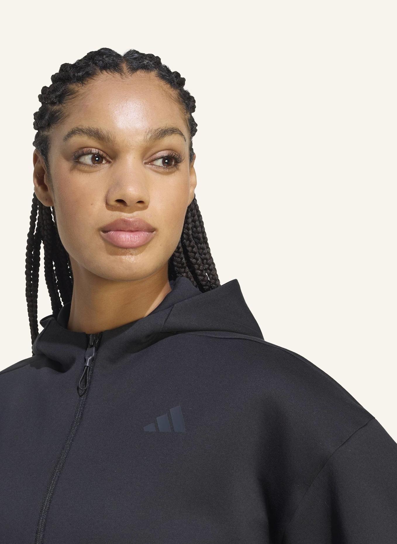 adidas ADIDAS Z.N.E. SWEATSHIRT, KÜRZER GESCHNITTEN, DURCHGEHENDER REISSVERSCHLUSS: SCHWARZ