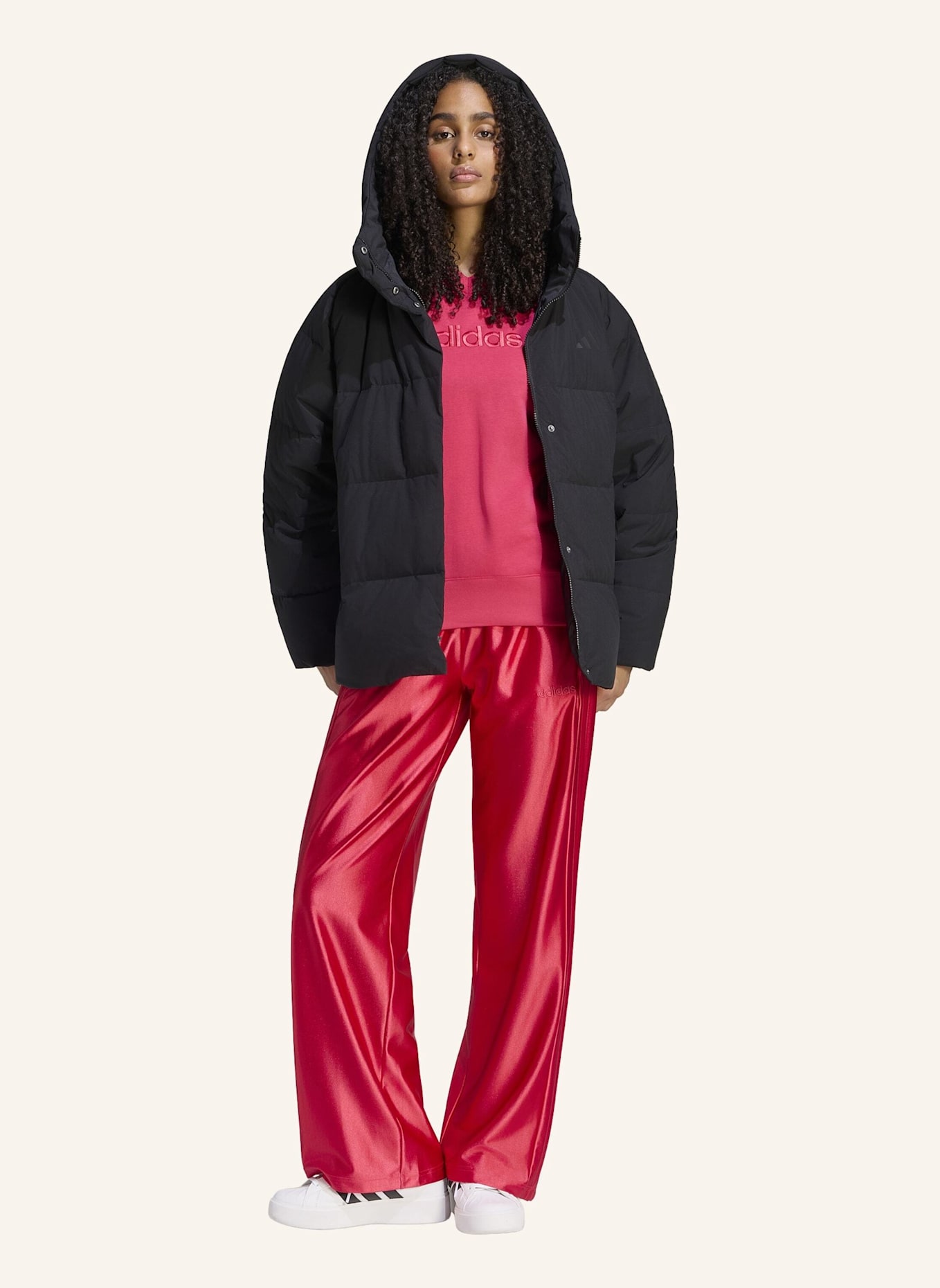 adidas HELIONIC PUFFER DAUNENJACKE, KAPUZE: SCHWARZ