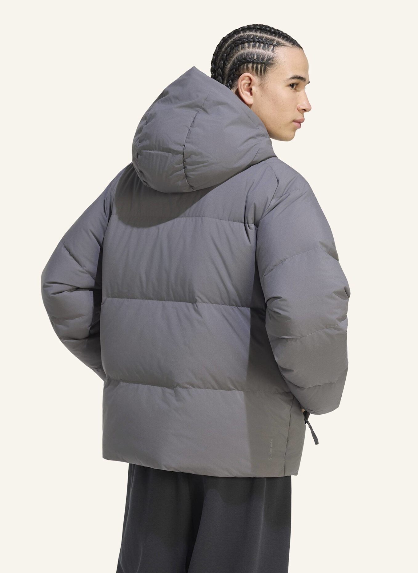 adidas HELIONIC PUFFER JACKE KAPUZE: GRAU