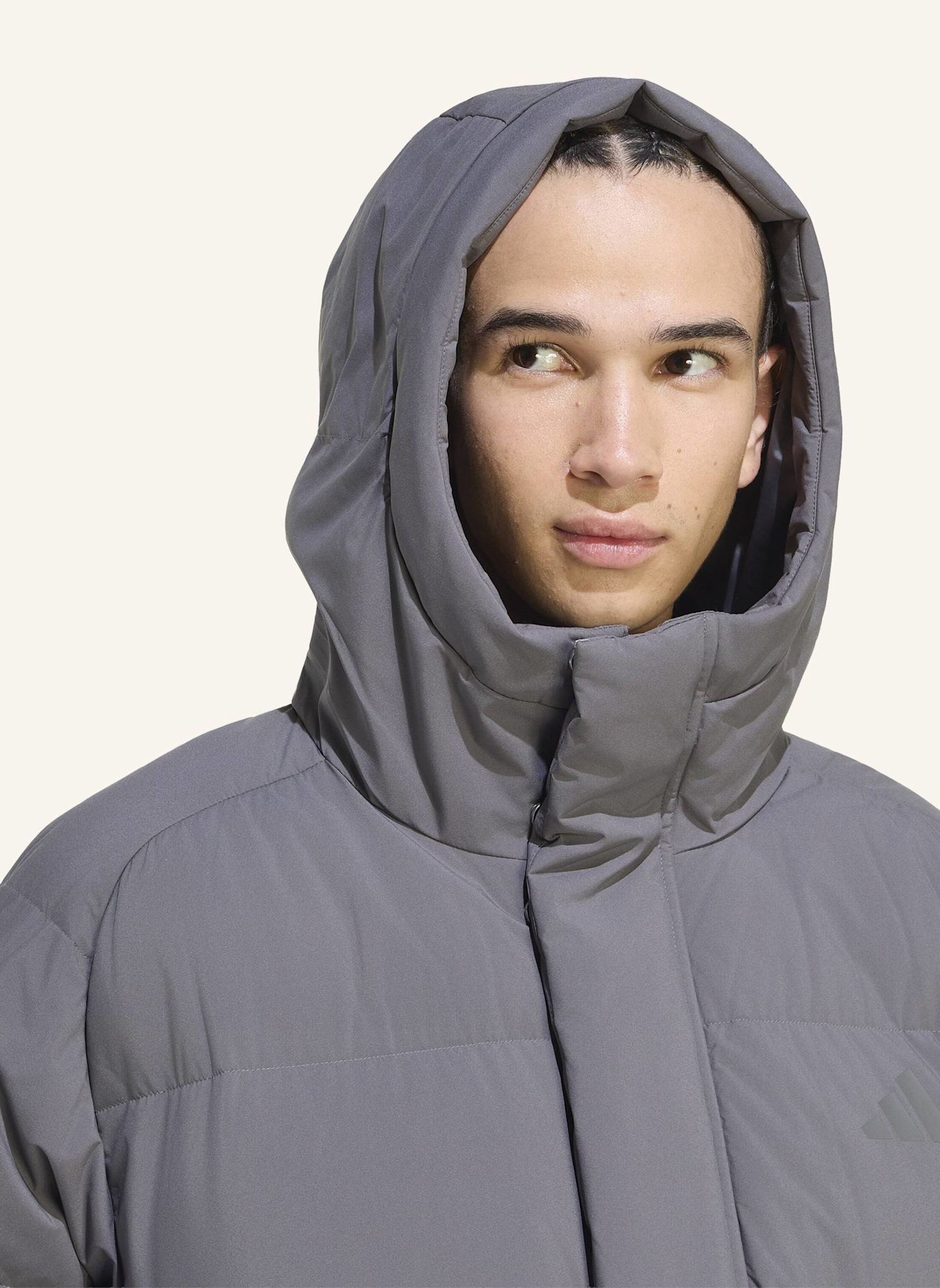 adidas HELIONIC PUFFER JACKE KAPUZE: GRAU