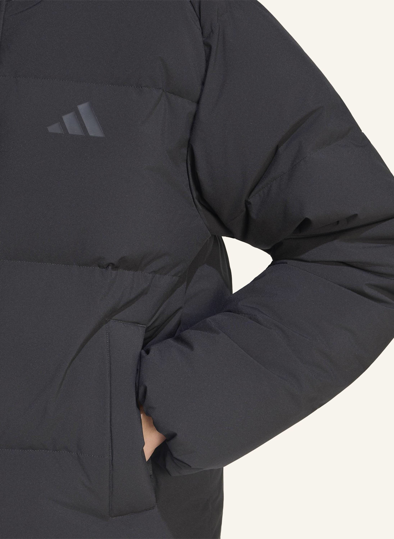 adidas HELIONIC PUFFER JACKE KAPUZE: SCHWARZ