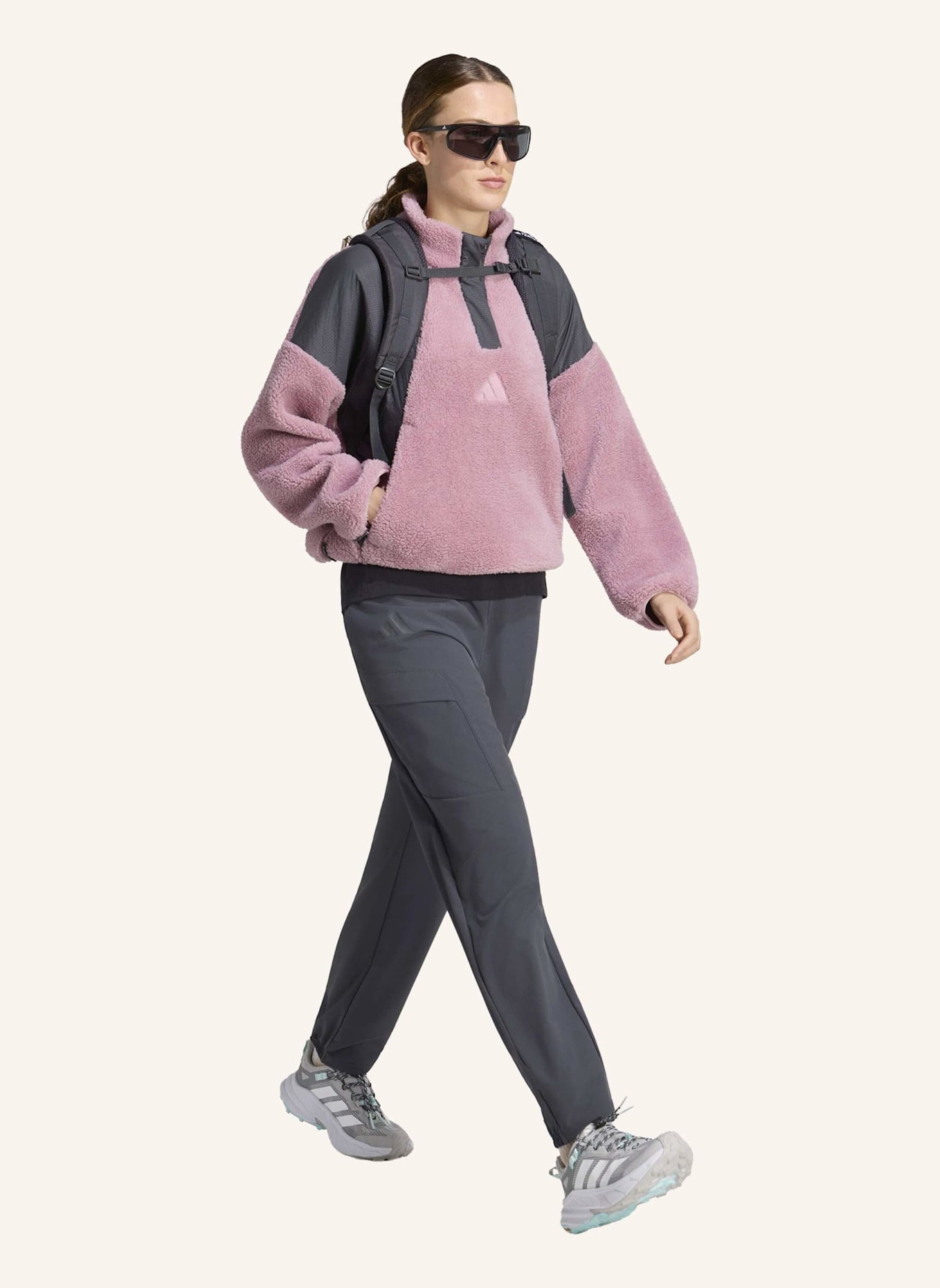 adidas TERREX TERREX XPLORIC CLIMAWARM PULLOVER, FLAUSCHIGES MATERIAL, DRUCKKNOPFKRAGEN: LILA