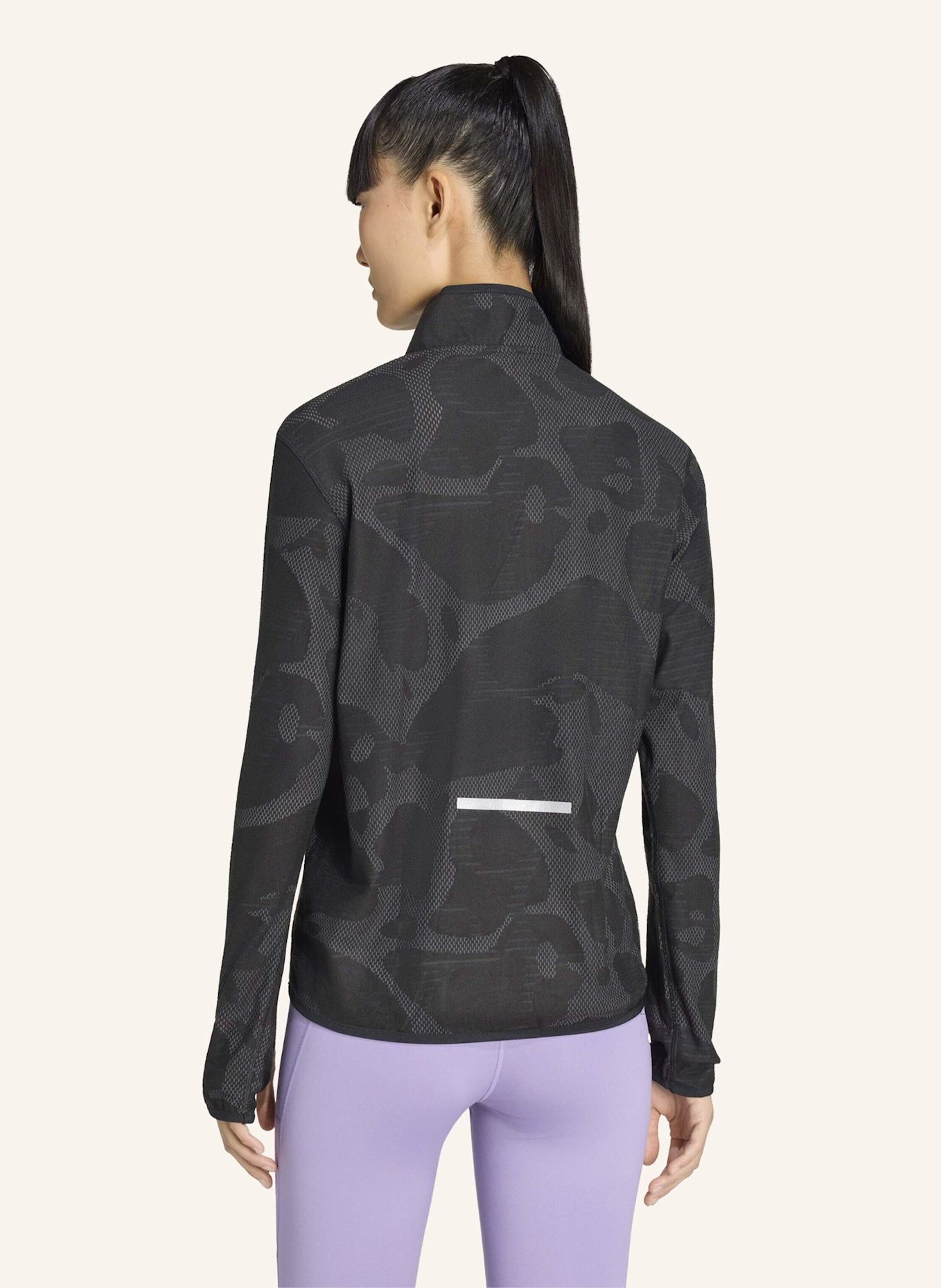 adidas ADI365 LAUFSHIRT, REISSVERSCHLUSS BIS ZUR BRUST: SCHWARZ