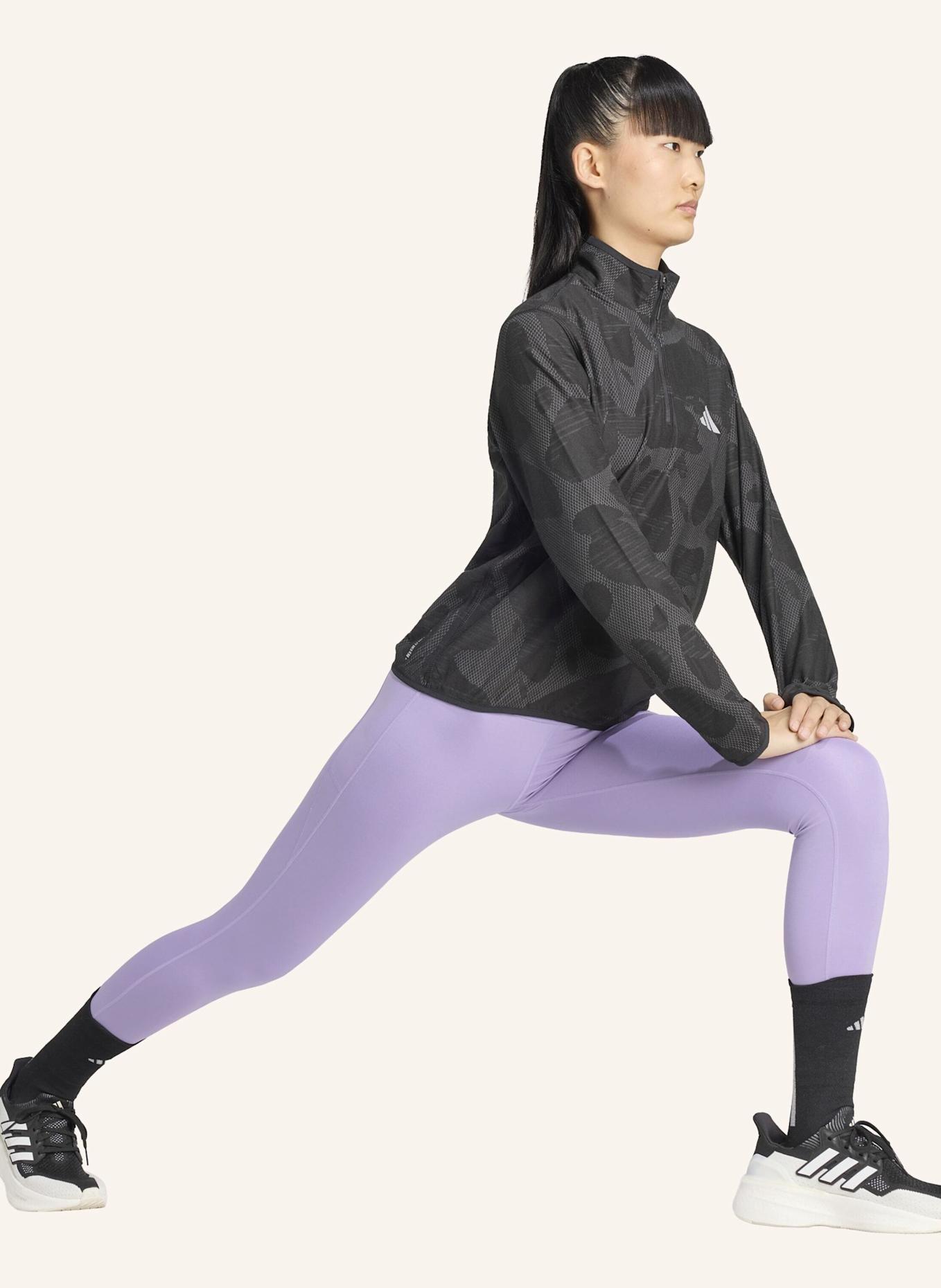 adidas ADI365 LAUFSHIRT, REISSVERSCHLUSS BIS ZUR BRUST: SCHWARZ