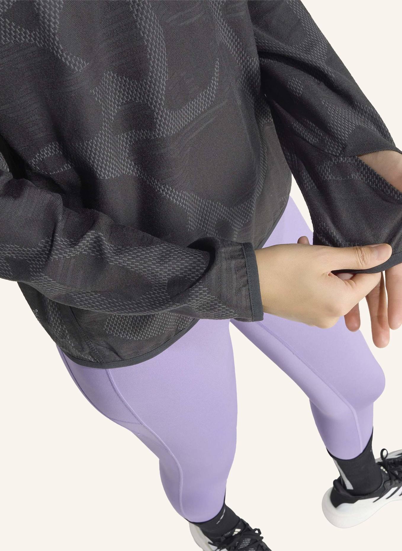 adidas ADI365 LAUFSHIRT, REISSVERSCHLUSS BIS ZUR BRUST: SCHWARZ