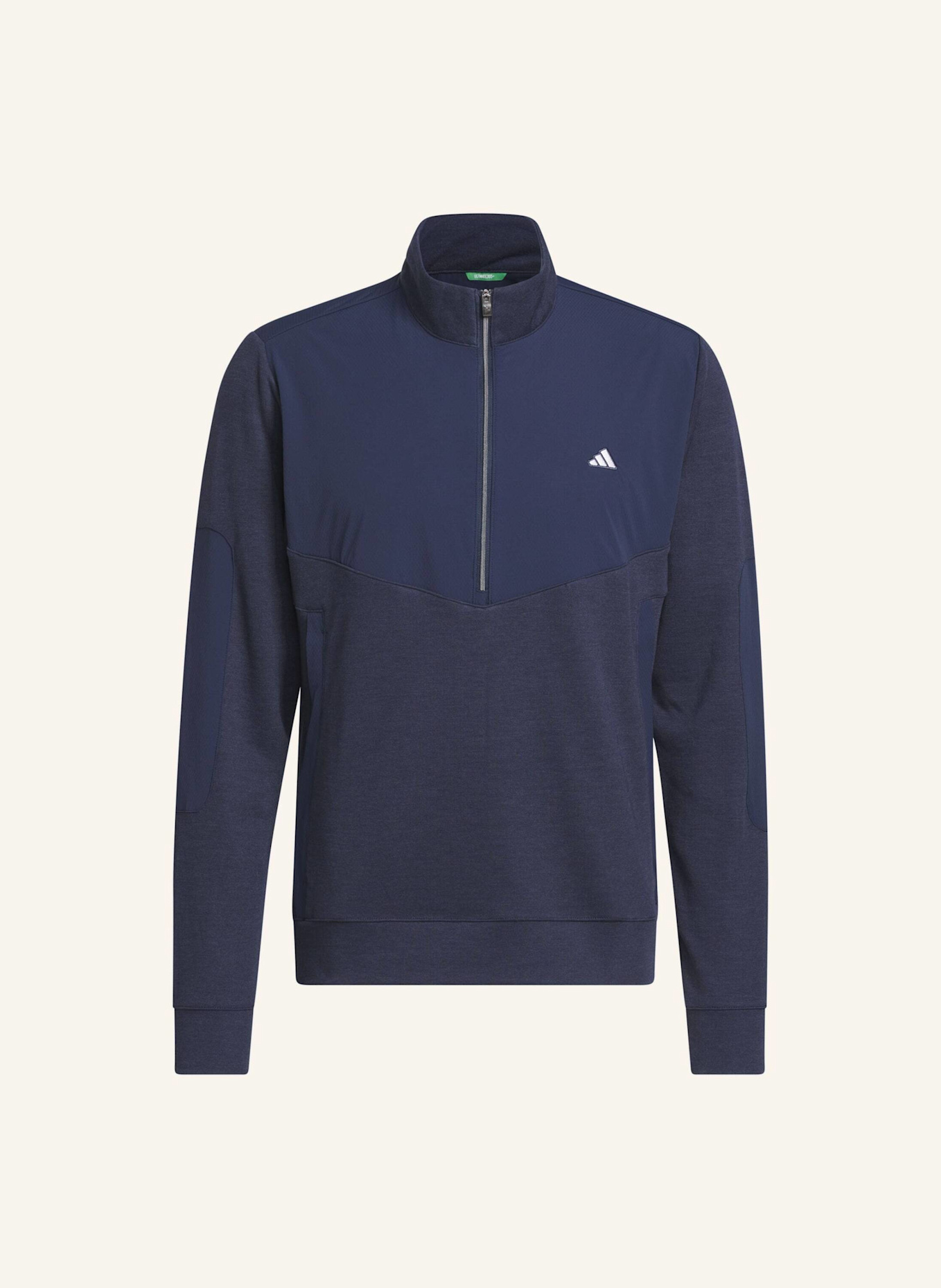 adidas ULTIMATE365+ COURSE CONTROL HYBRID QUARTER-ZIP SWEATSHIRT: BLAU