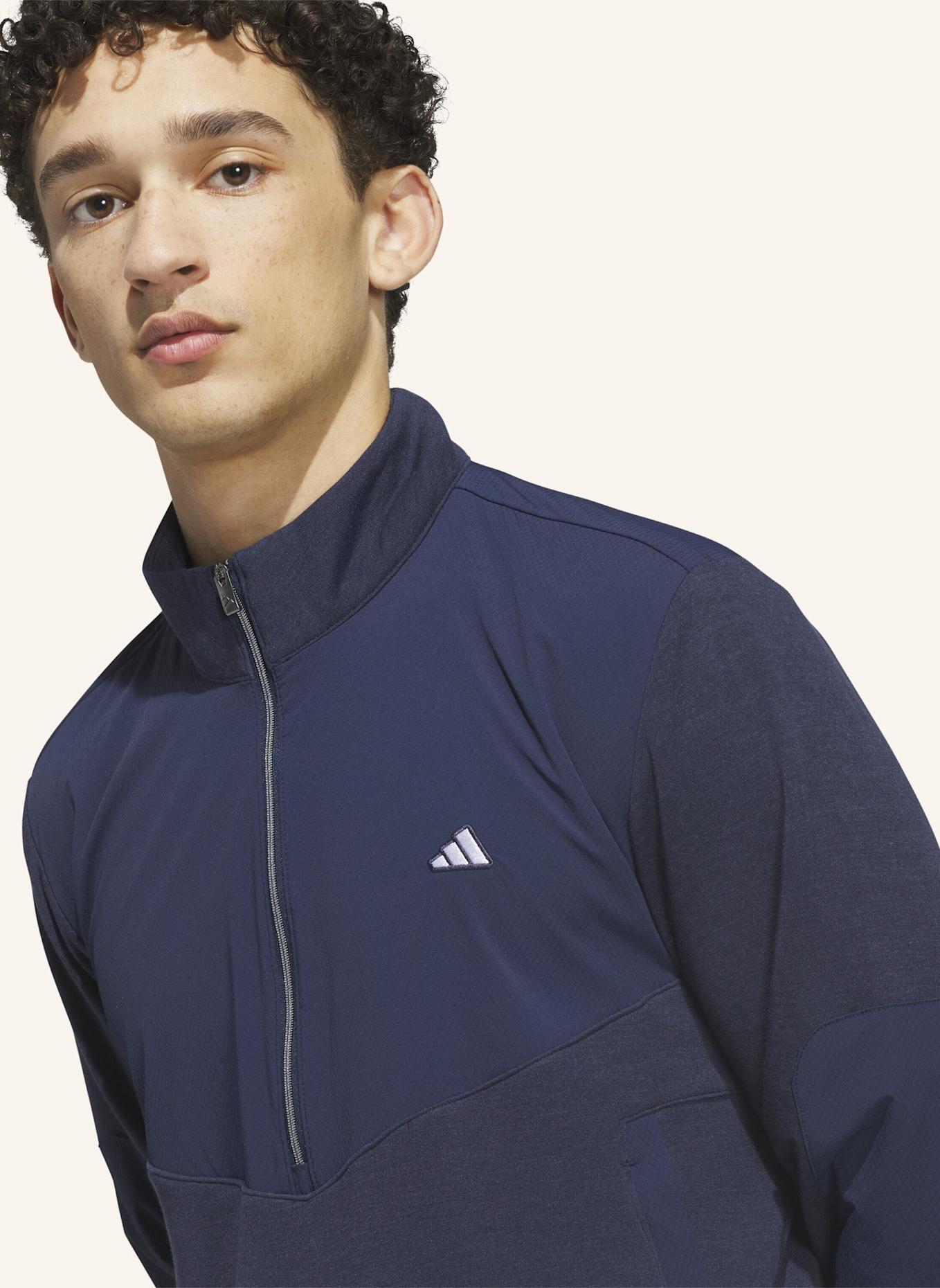 adidas ULTIMATE365+ COURSE CONTROL HYBRID QUARTER-ZIP SWEATSHIRT: BLAU