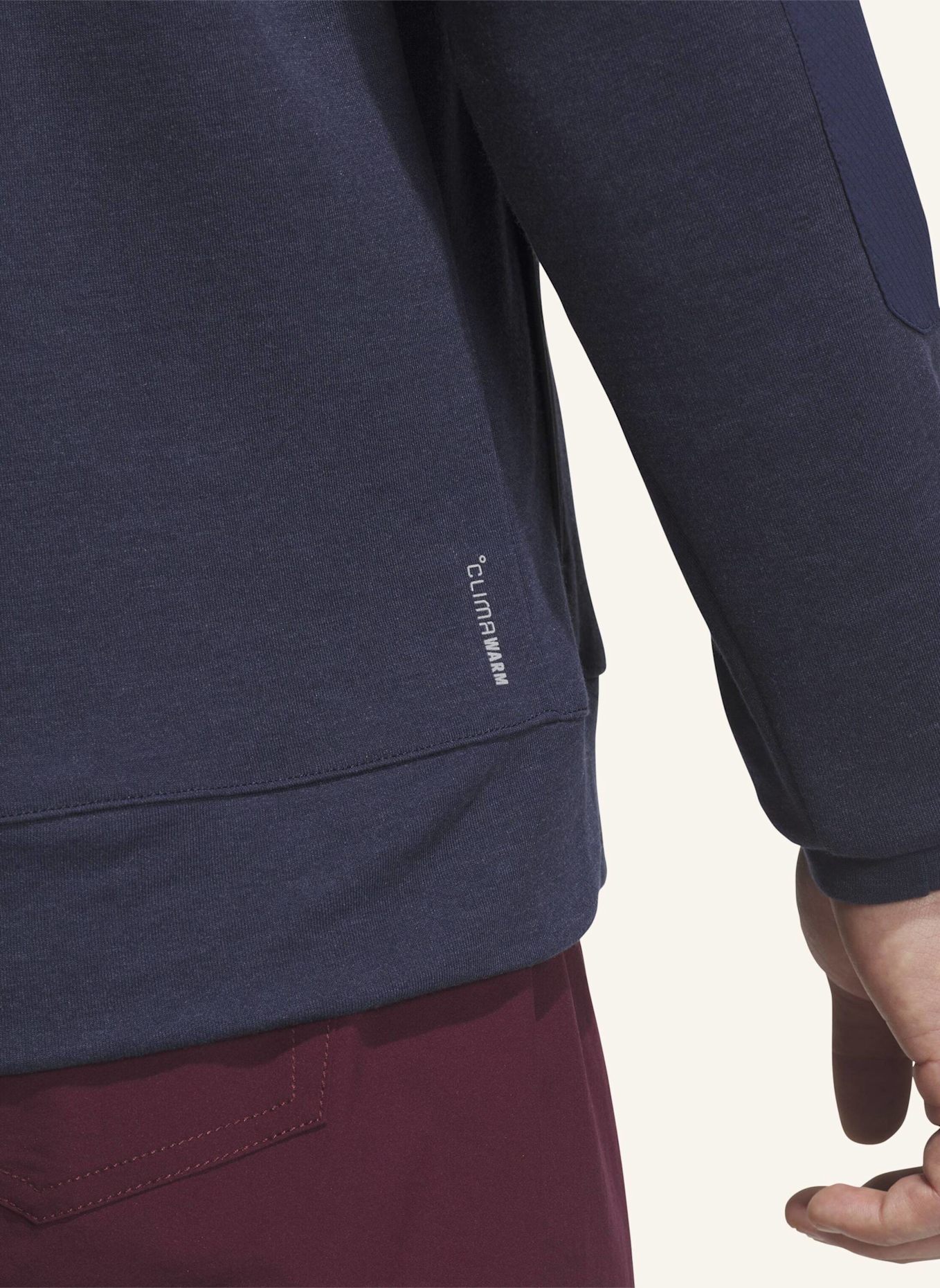 adidas ULTIMATE365+ COURSE CONTROL HYBRID QUARTER-ZIP SWEATSHIRT: BLAU