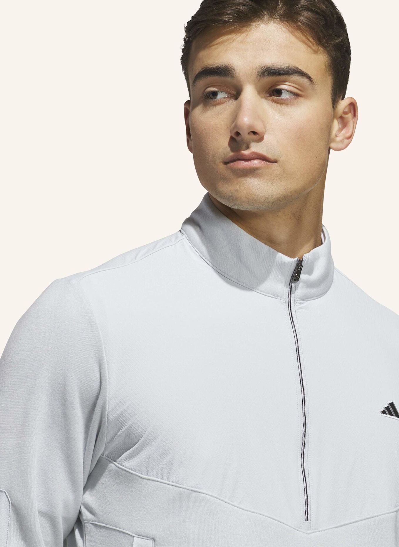 adidas ULTIMATE365+ COURSE CONTROL HYBRID QUARTER-ZIP SWEATSHIRT: GRAU