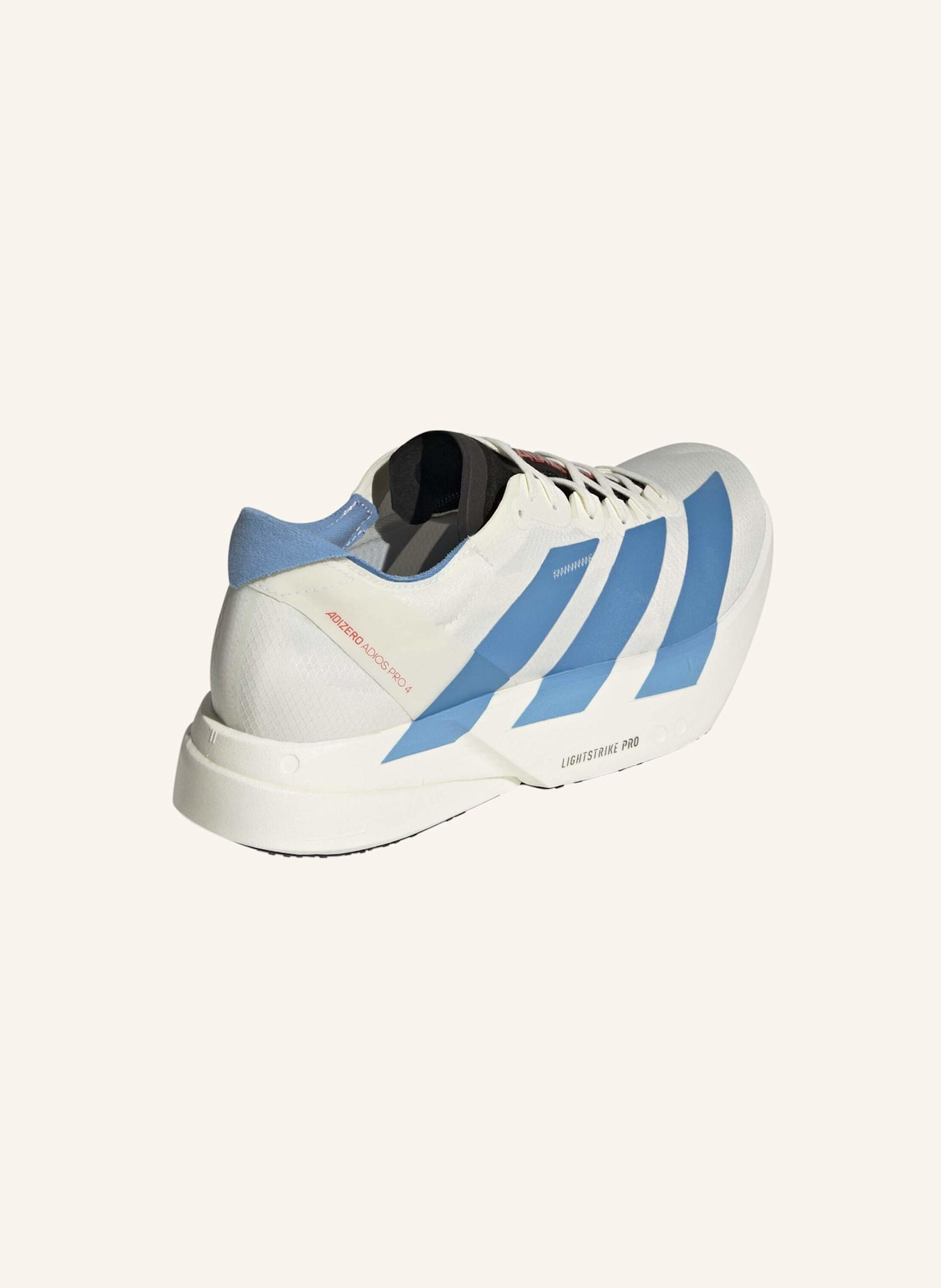 adidas ADIZERO ADIOS PRO 4 LAUFSCHUH: WEISS/ BLAU/ ROT
