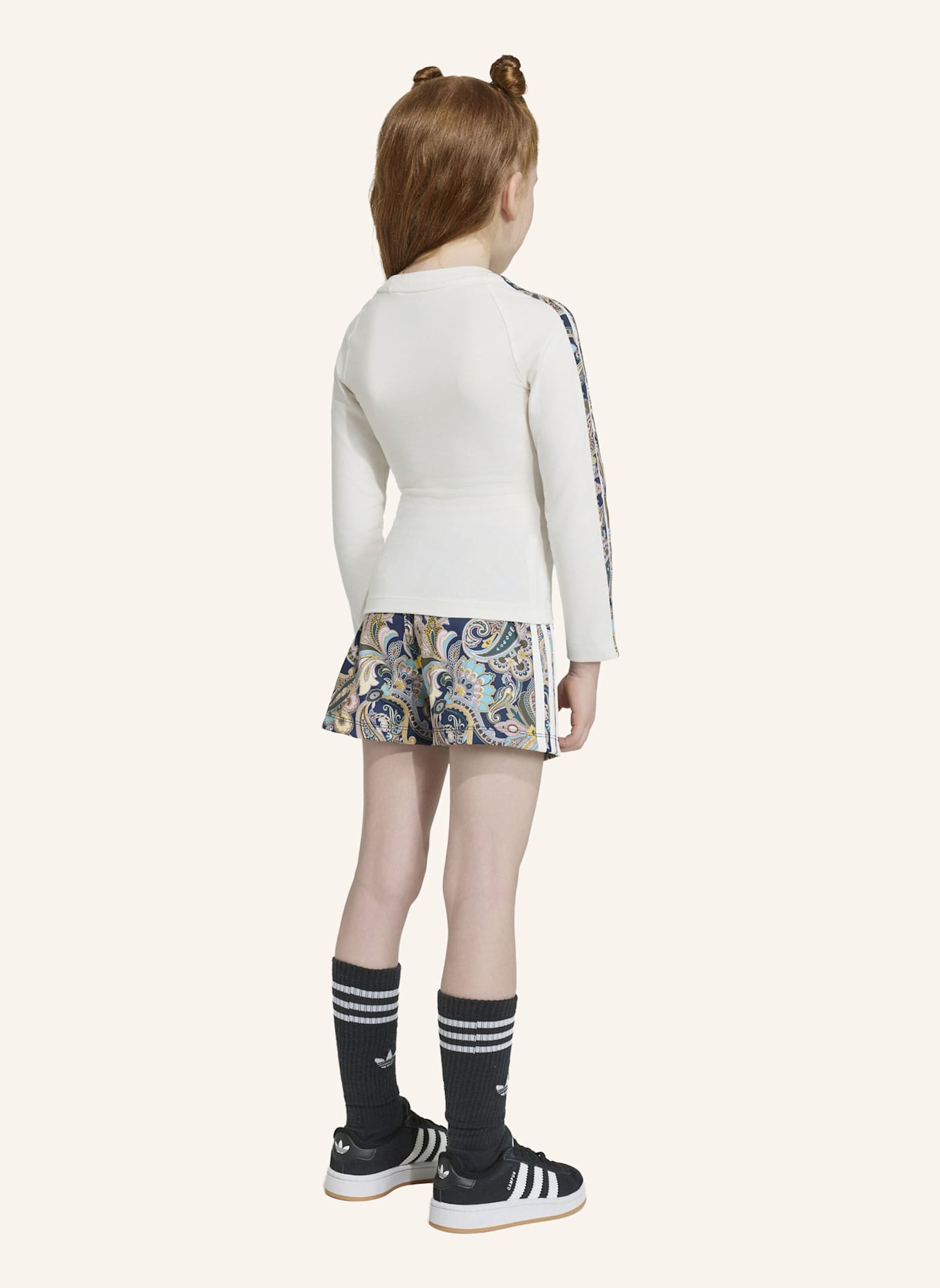 adidas Originals ADIDAS LIBERTY LONDON SET 3-STREIFEN TOP, LANGÄRMLIG, FIGURBETONT / SKORT, WICKELOPTIK: WEISS/ GRAU/ BLAU