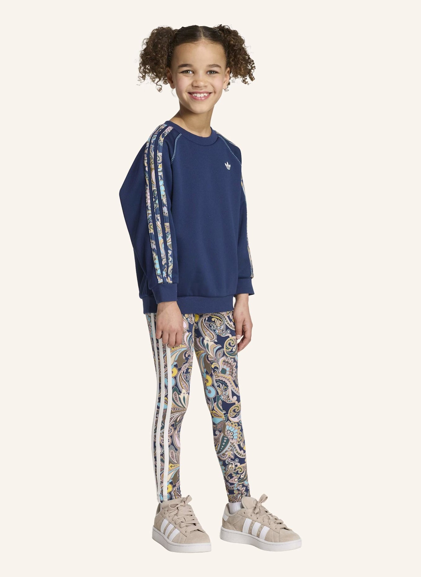 adidas Originals ADIDAS X LIBERTY LONDON OVERSIZED CREW UND LEGGINGS SET: BLAU/ GRAU