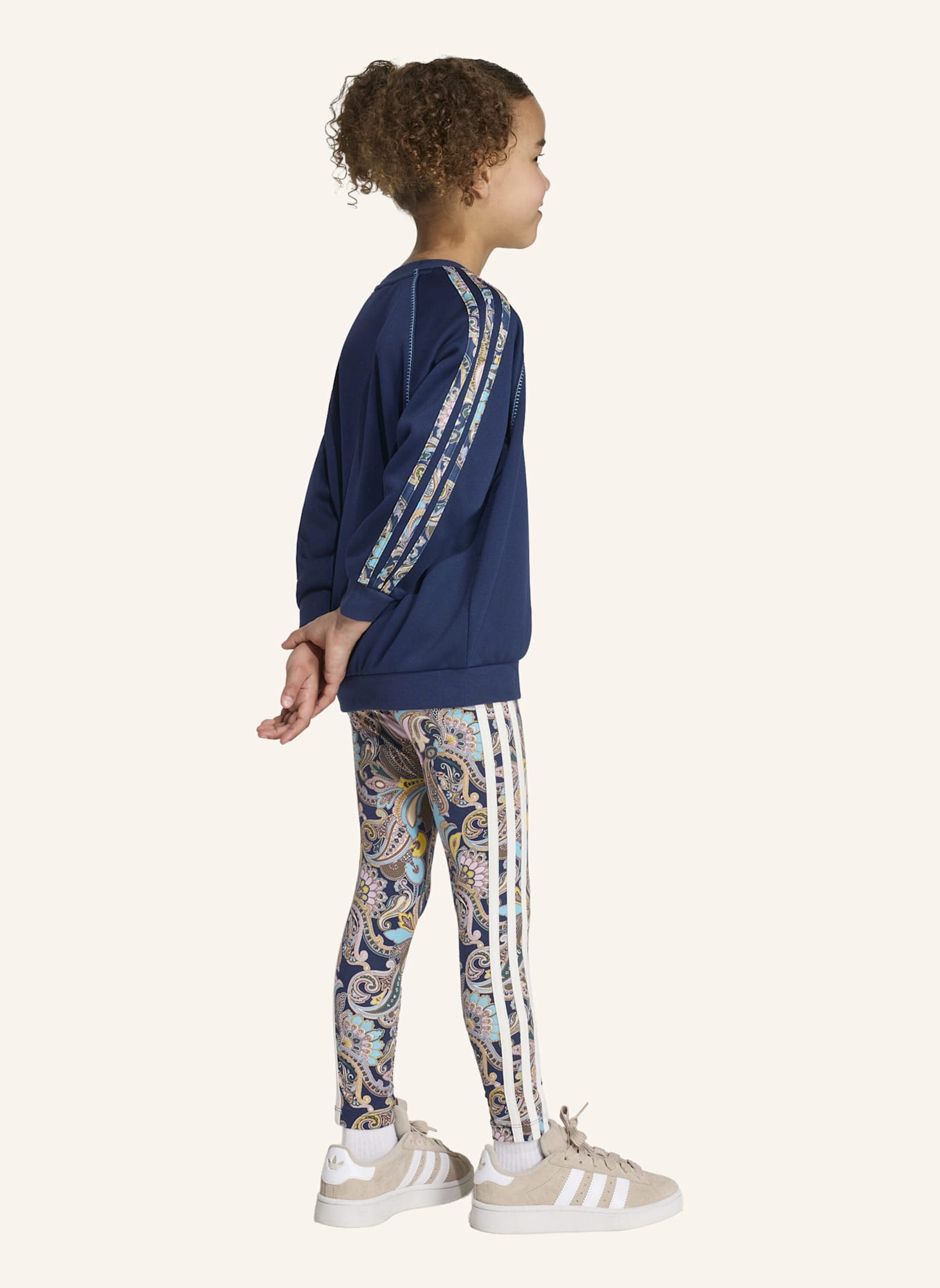 adidas Originals ADIDAS X LIBERTY LONDON OVERSIZED CREW UND LEGGINGS SET: BLAU/ GRAU