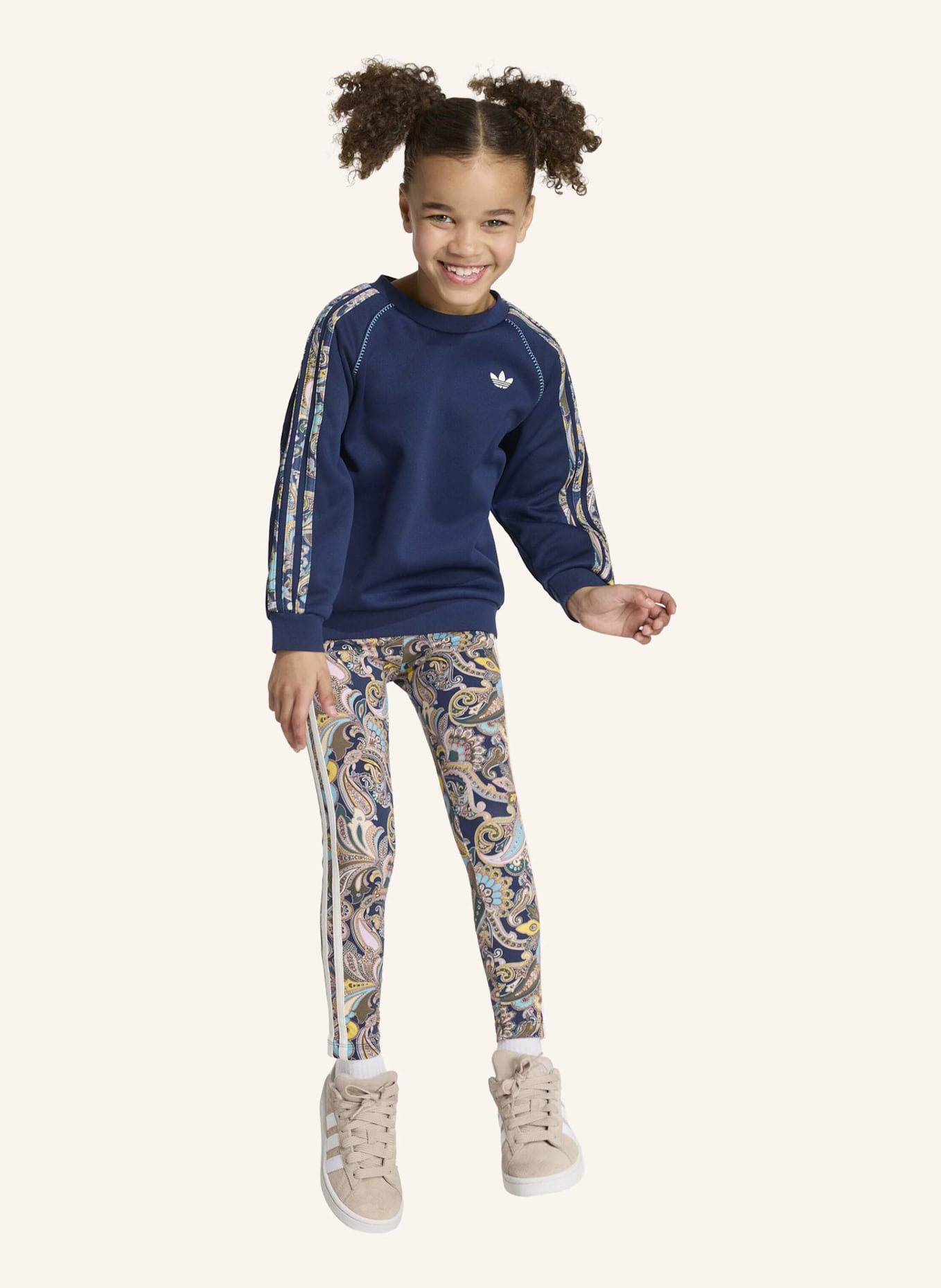 adidas Originals ADIDAS X LIBERTY LONDON OVERSIZED CREW UND LEGGINGS SET: BLAU/ GRAU