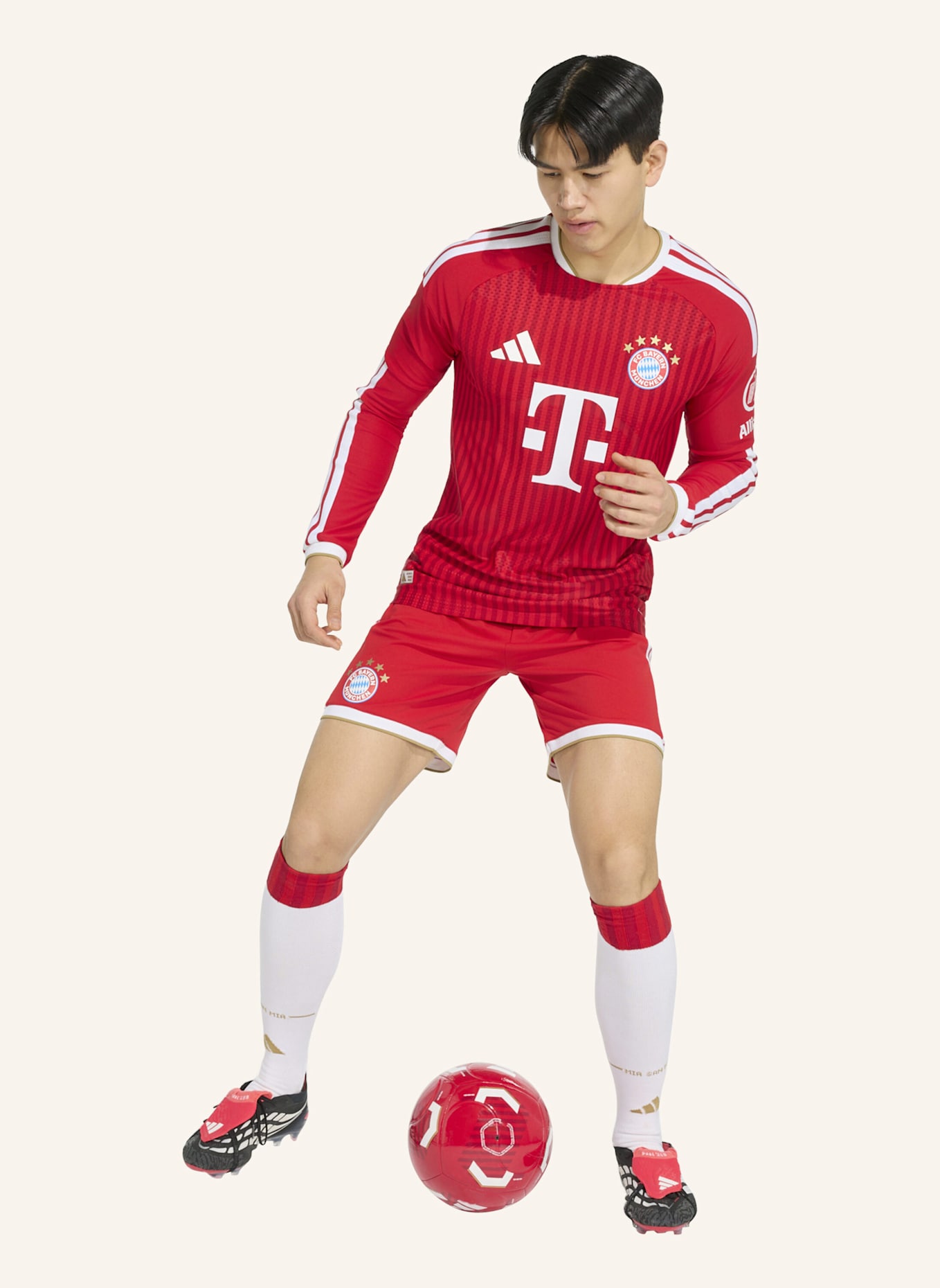 adidas FC BAYERN MÜNCHEN 26/27 AUTHENTIC HEIMTRIKOT, LANGÄRMELIG: ROT/ WEISS
