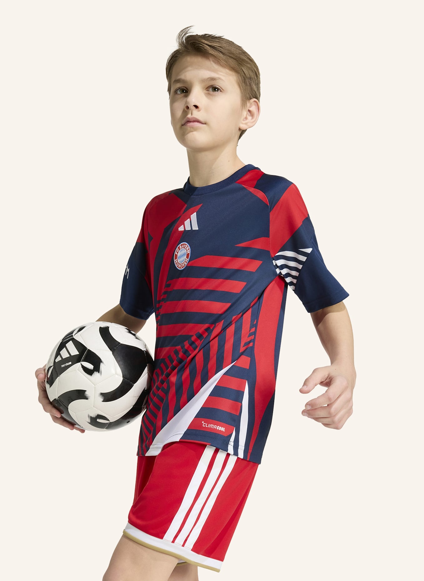 adidas FC BAYERN MÜNCHEN 26/27 KIDS PRE-MATCH SHIRT: BLAU/ ROT