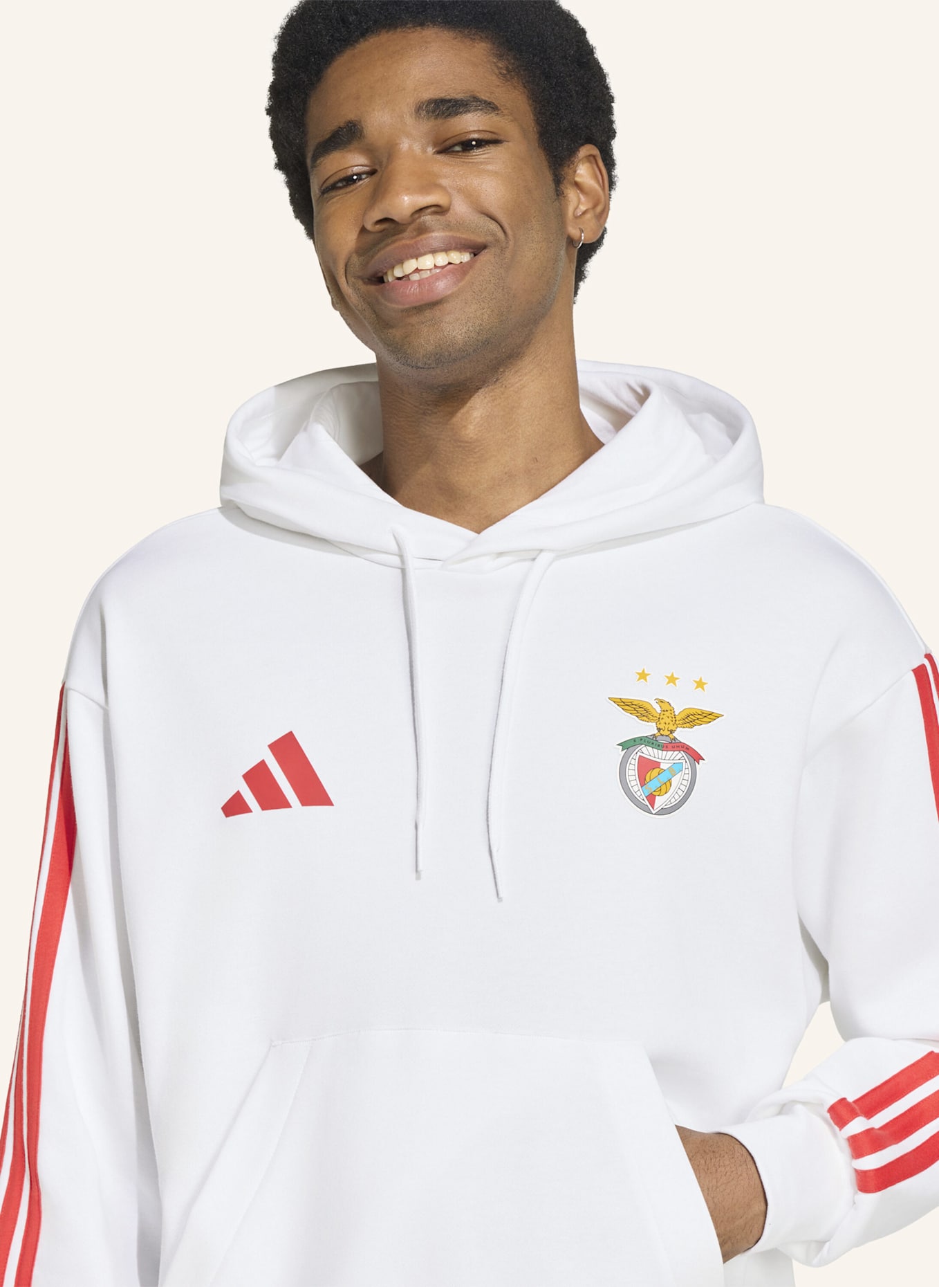 adidas BENFICA LISSABON DNA HOODIE: WEISS