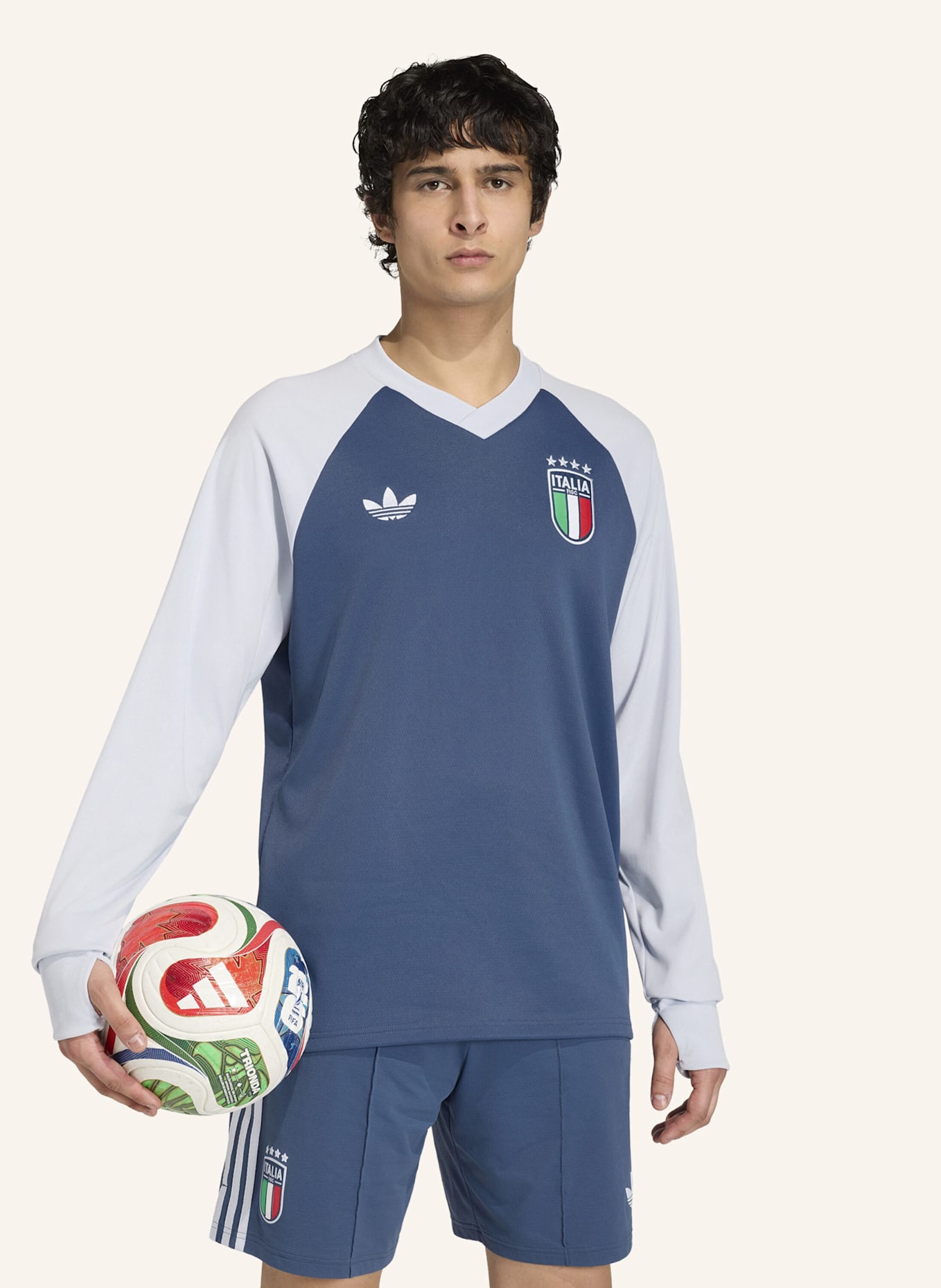 adidas ITALIEN 26 PRE-MATCH WARM AUSWÄRTS-OBERTEIL: BLAU