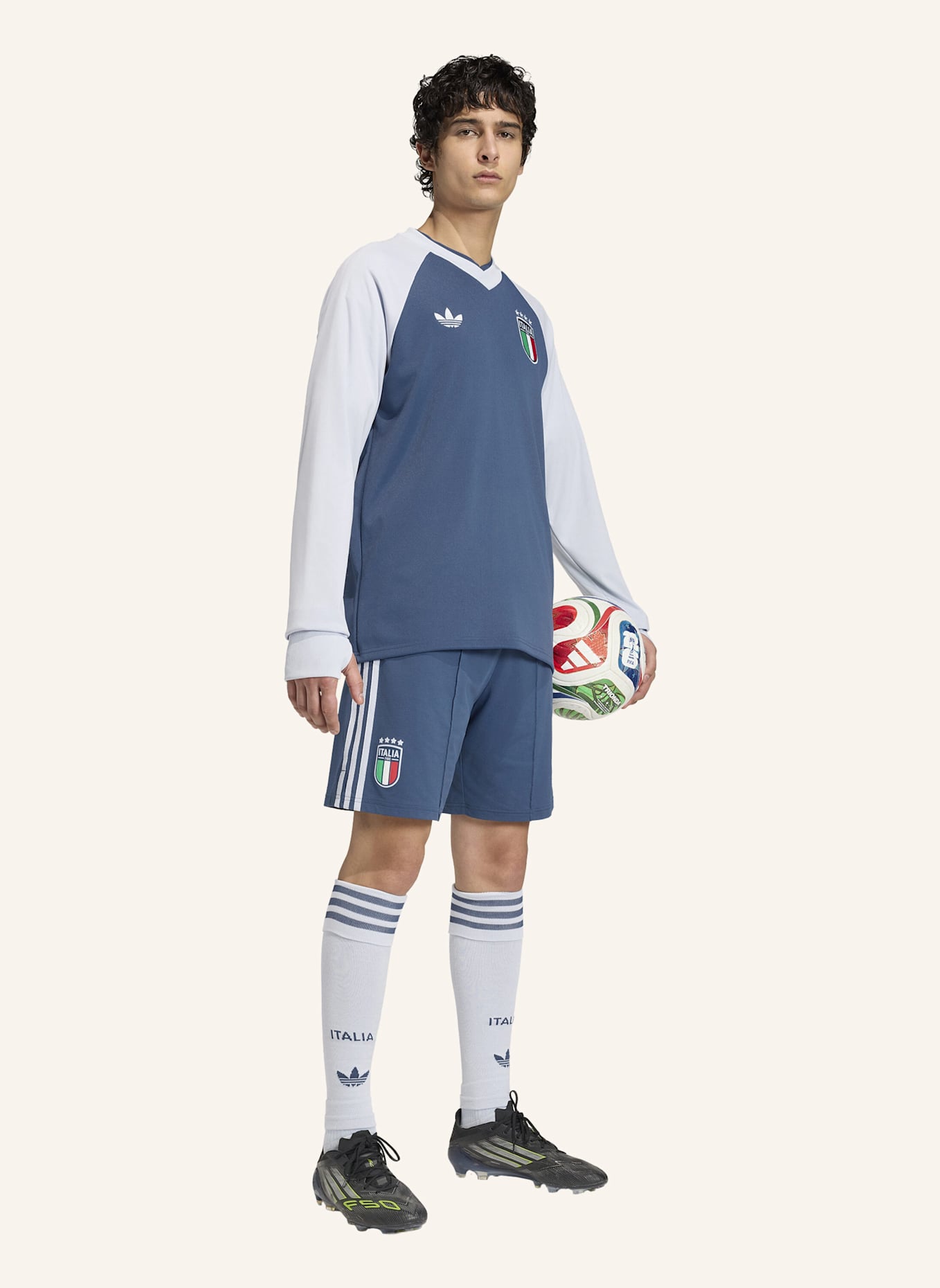 adidas ITALIEN 26 PRE-MATCH WARM AUSWÄRTS-OBERTEIL: BLAU