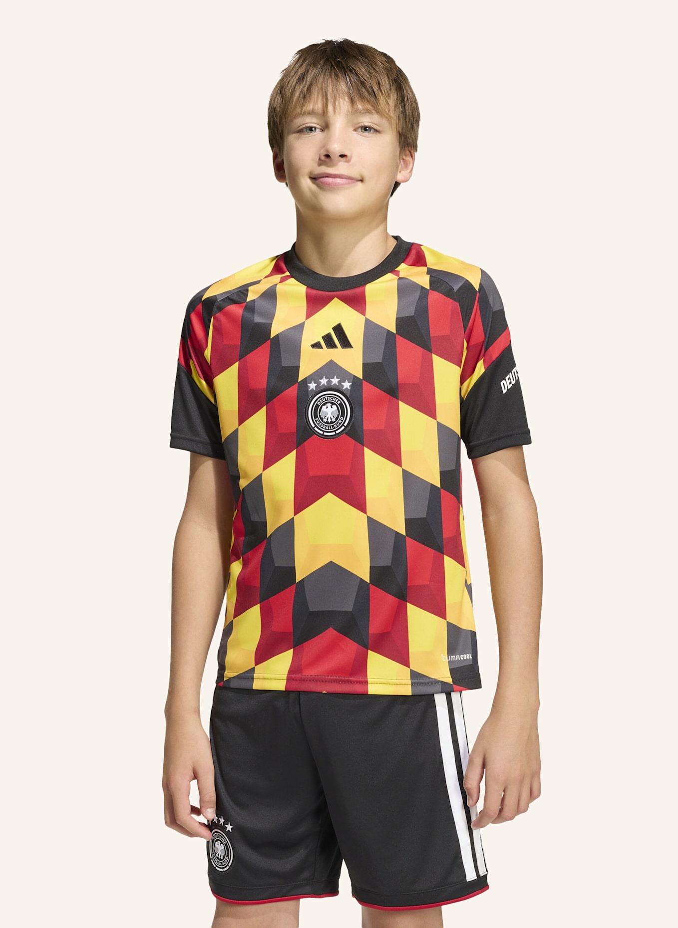 adidas DFB 26 KIDS PRE-MATCH HEIMTRIKOT: SCHWARZ/ GELB