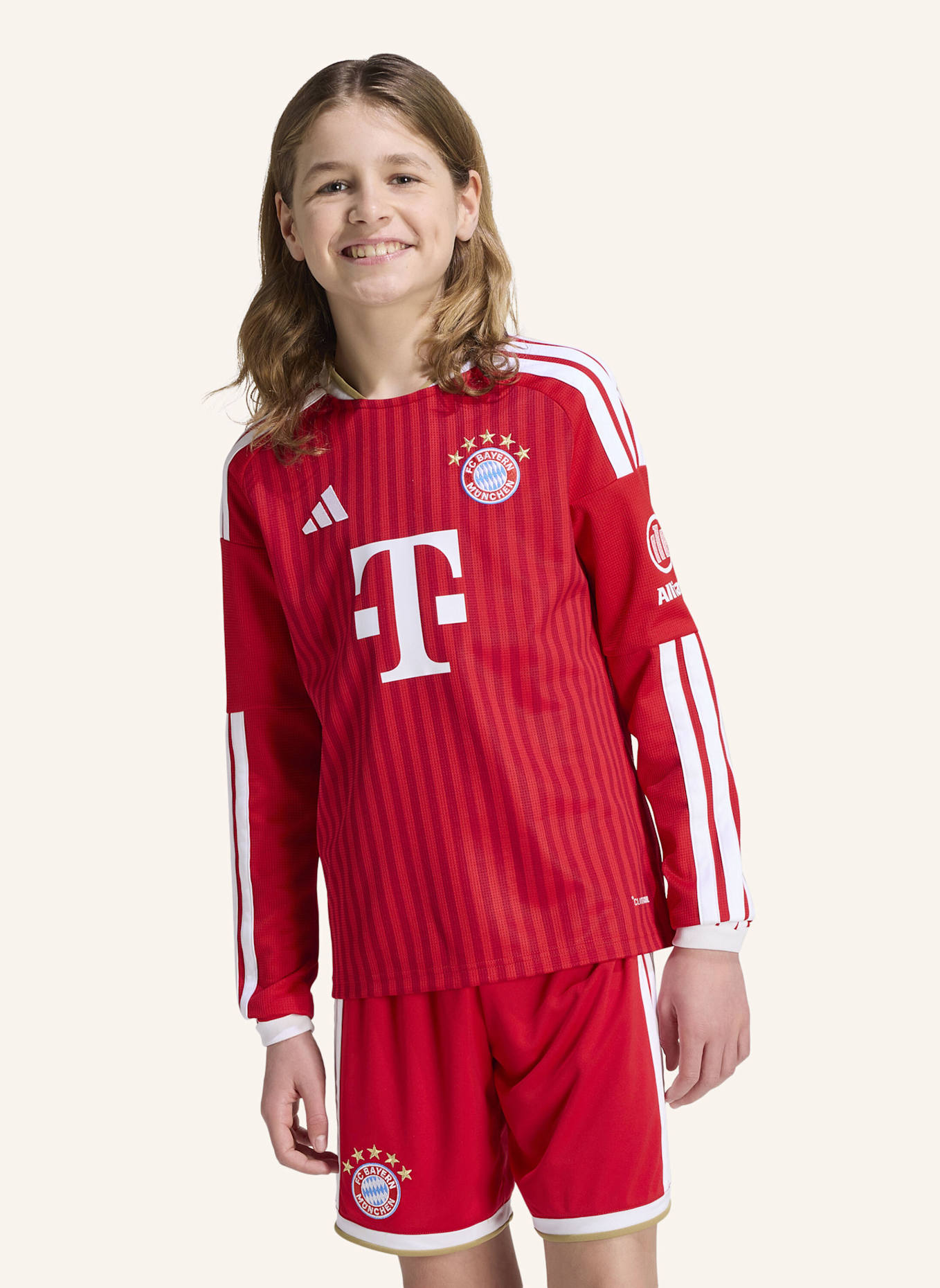 adidas FC BAYERN MÜNCHEN 26/27 KIDS HEIMTRIKOT, LANGÄRMELIG: ROT/ WEISS