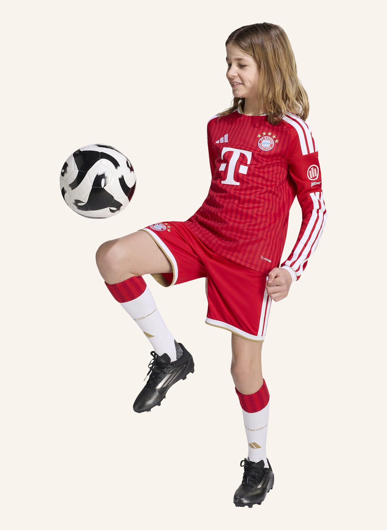 adidas FC BAYERN MÜNCHEN 26/27 KIDS HEIMTRIKOT, LANGÄRMELIG: ROT/ WEISS