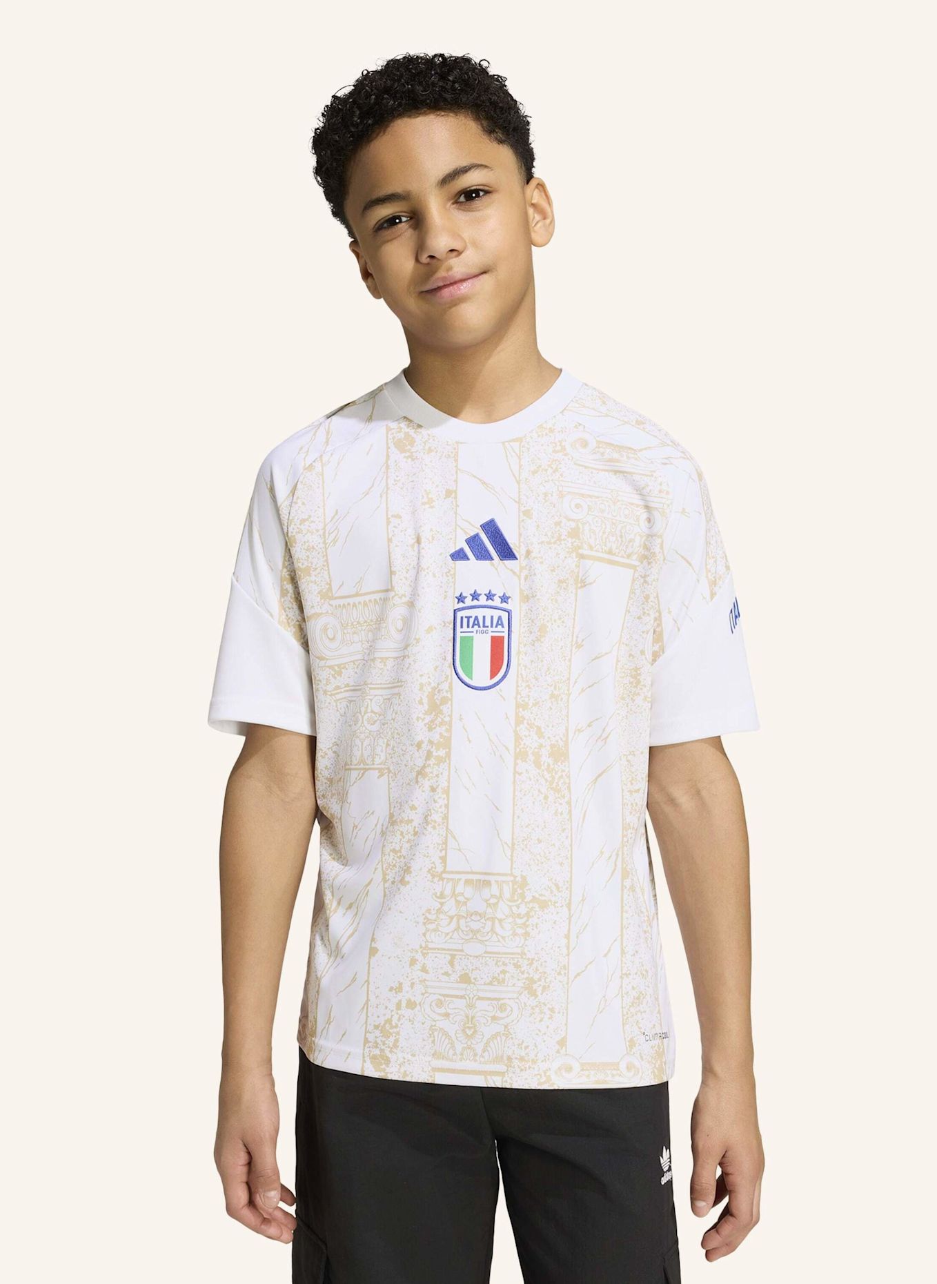 adidas ITALIEN 26 KIDS PRE-MATCH HEIMTRIKOT: WEISS/ BEIGE