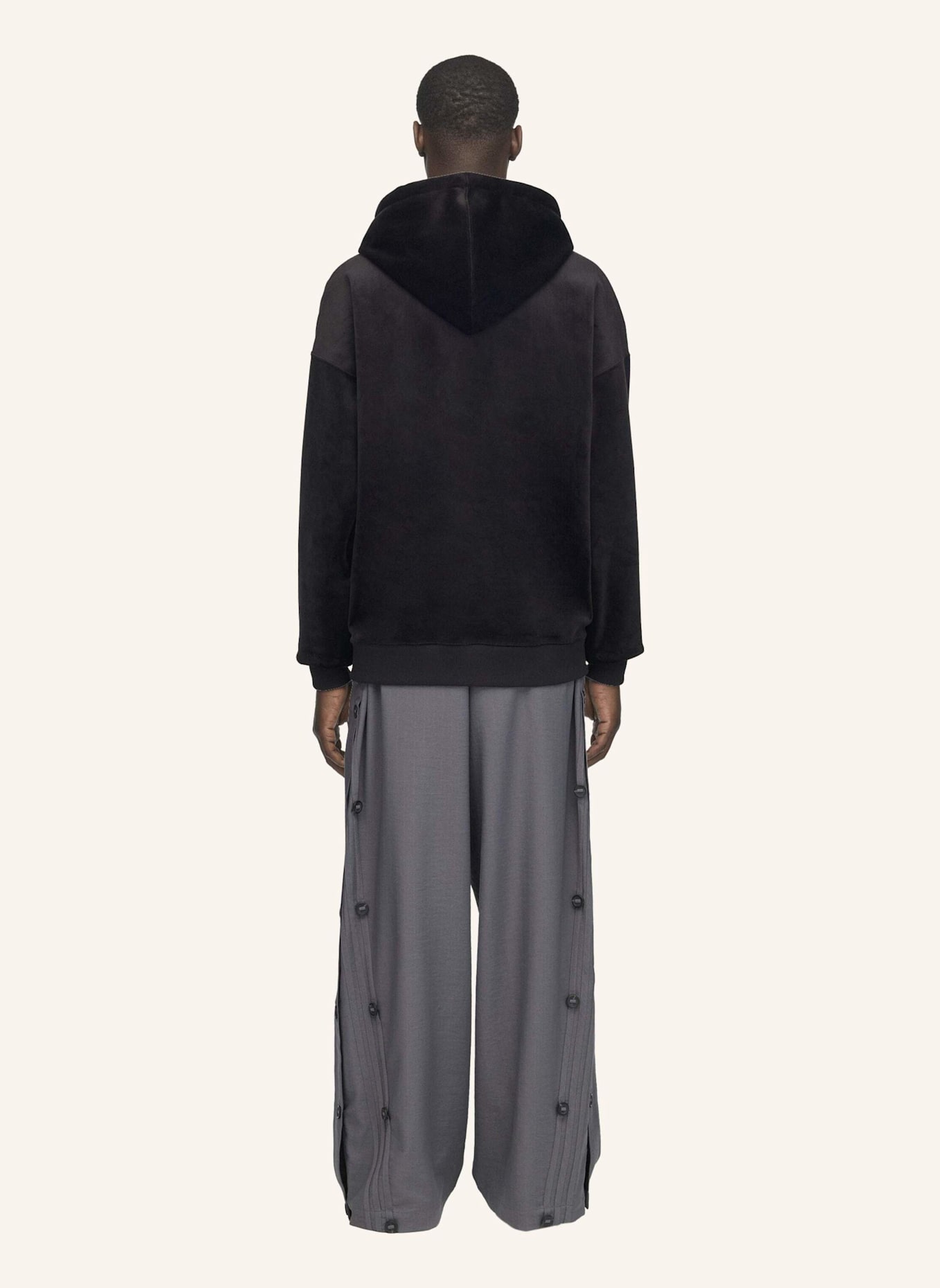 Y-3 Y-3 KAPUZENJACKE AUS SAMT UND CORD: SCHWARZ