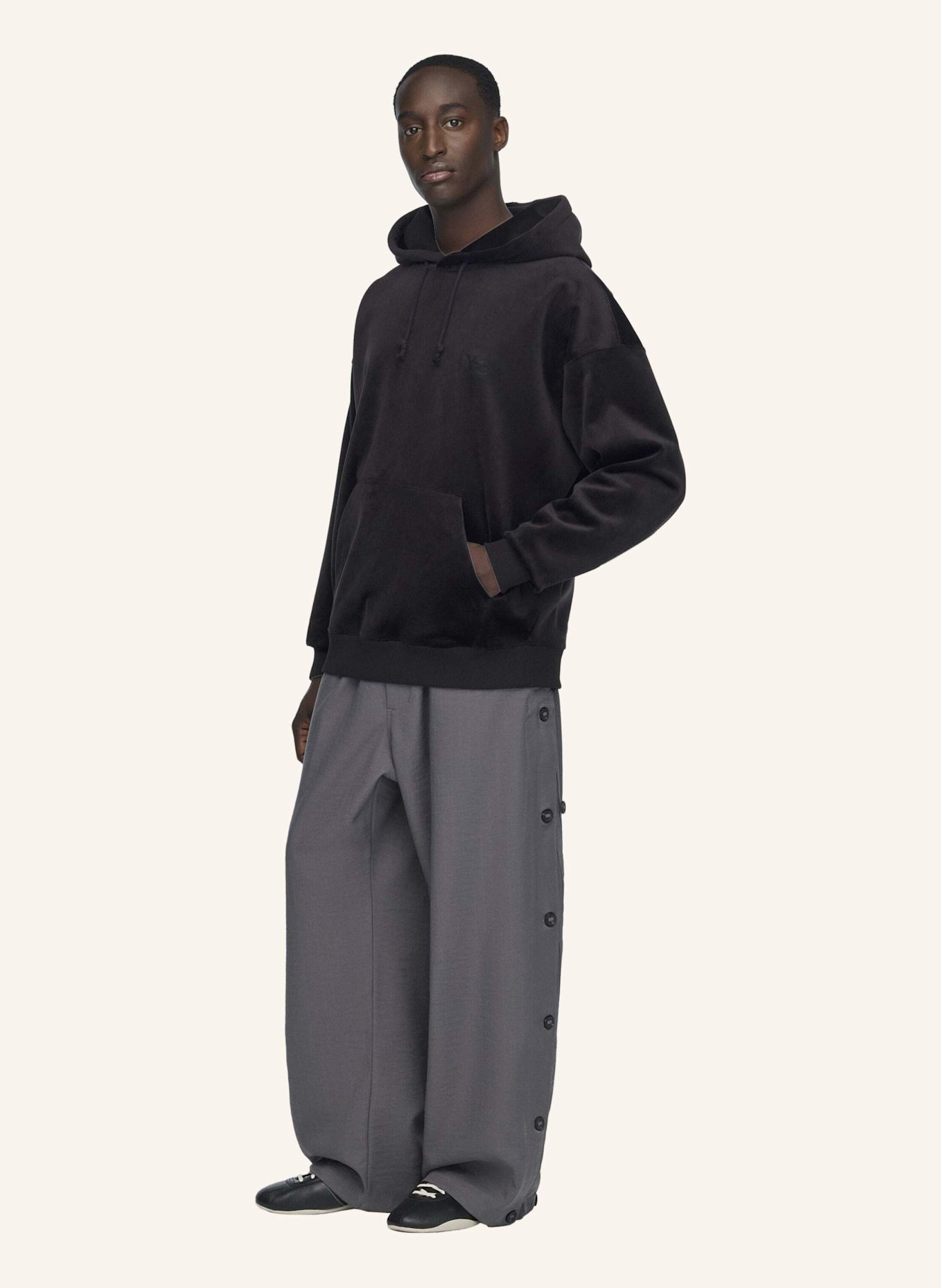 Y-3 Y-3 KAPUZENJACKE AUS SAMT UND CORD: SCHWARZ
