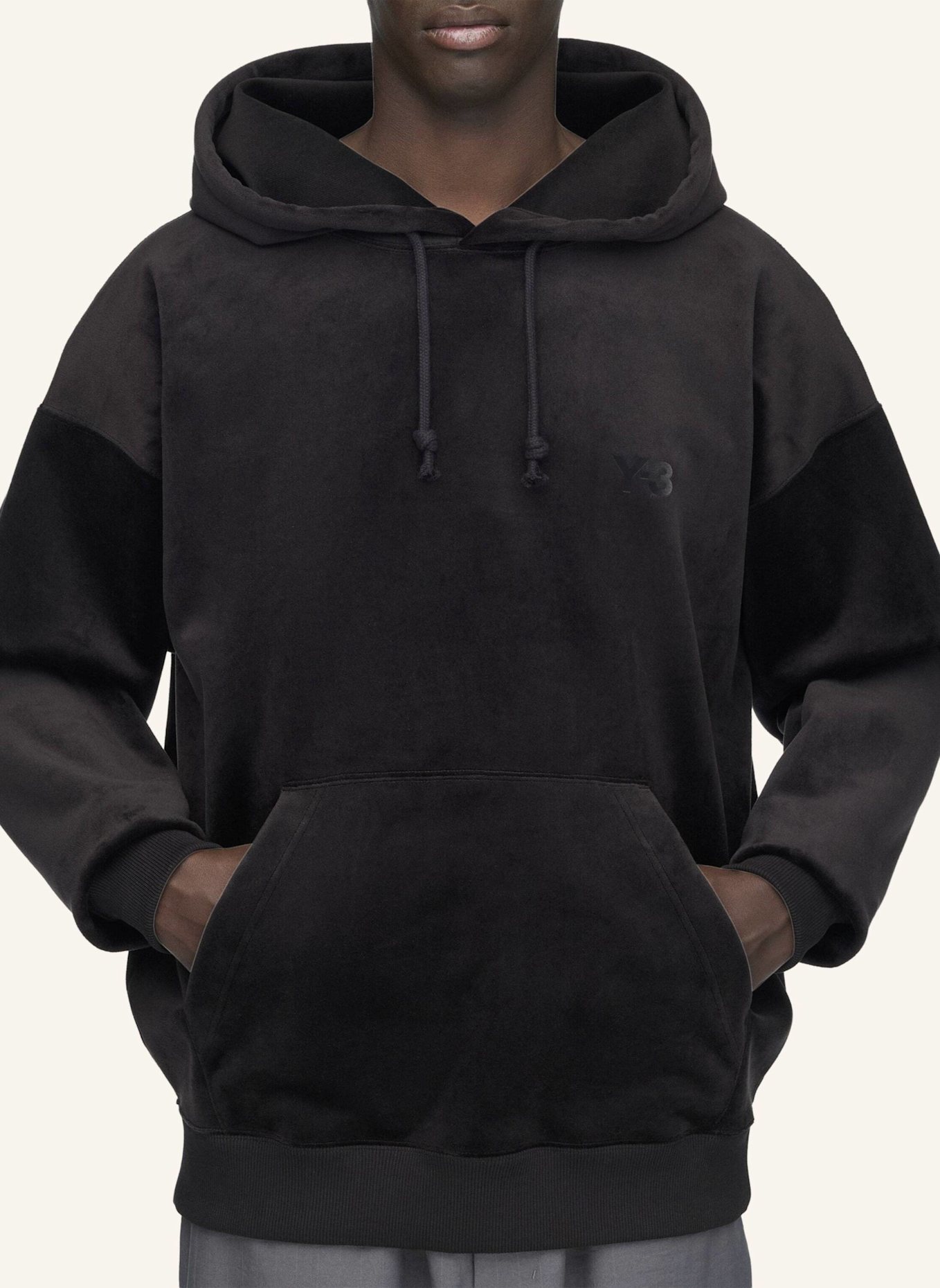 Y-3 Y-3 KAPUZENJACKE AUS SAMT UND CORD: SCHWARZ