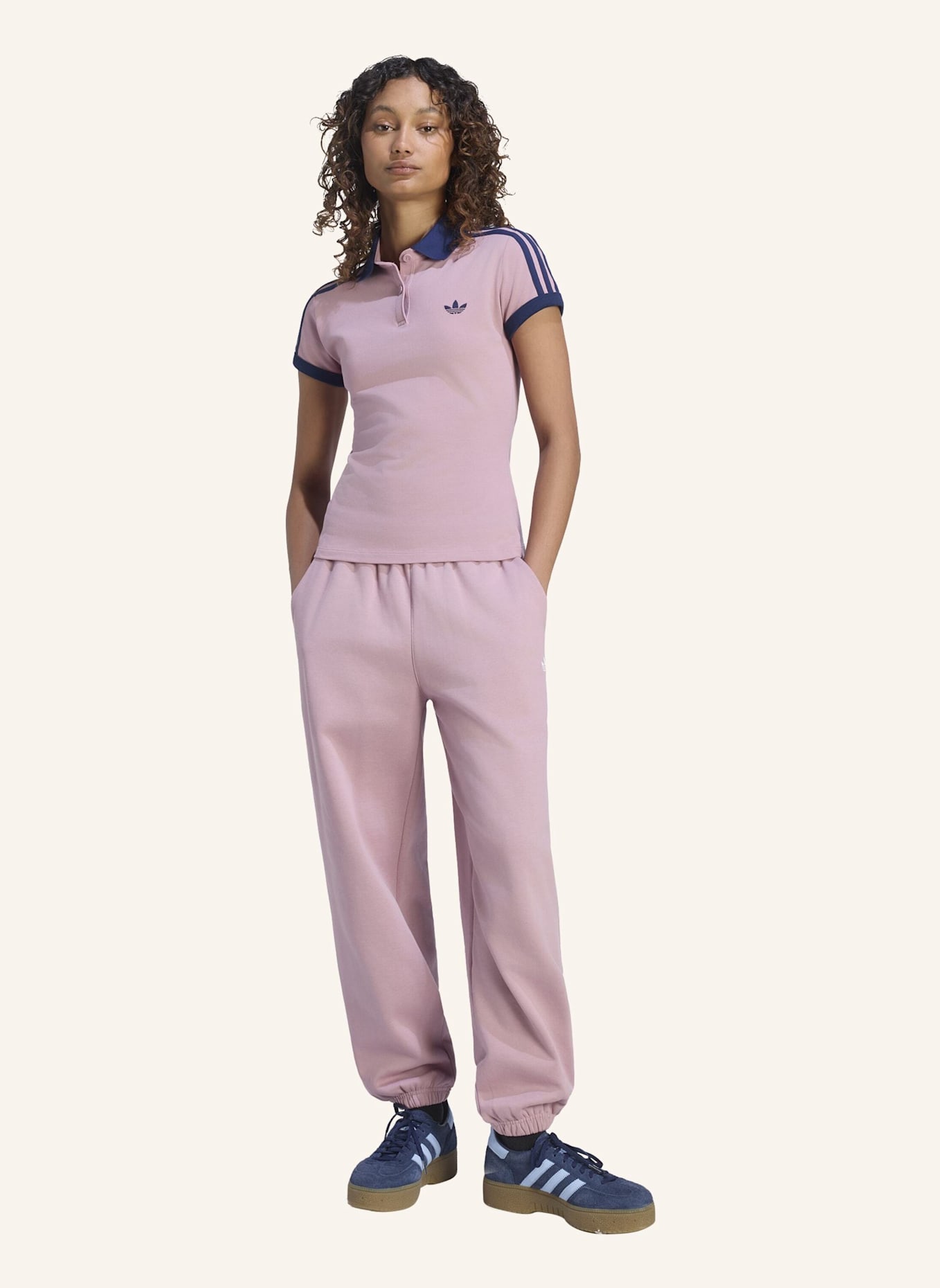adidas Originals 3-STREIFEN POLOSHIRT: LILA/ BLAU