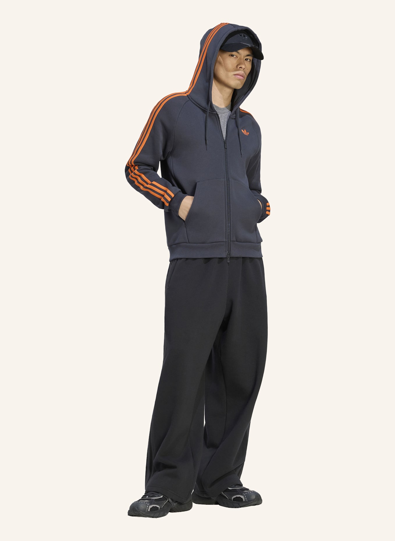 adidas Originals ADICOLOR OVER THE HOOD STRIPES KAPUZENJACKE: GRAU