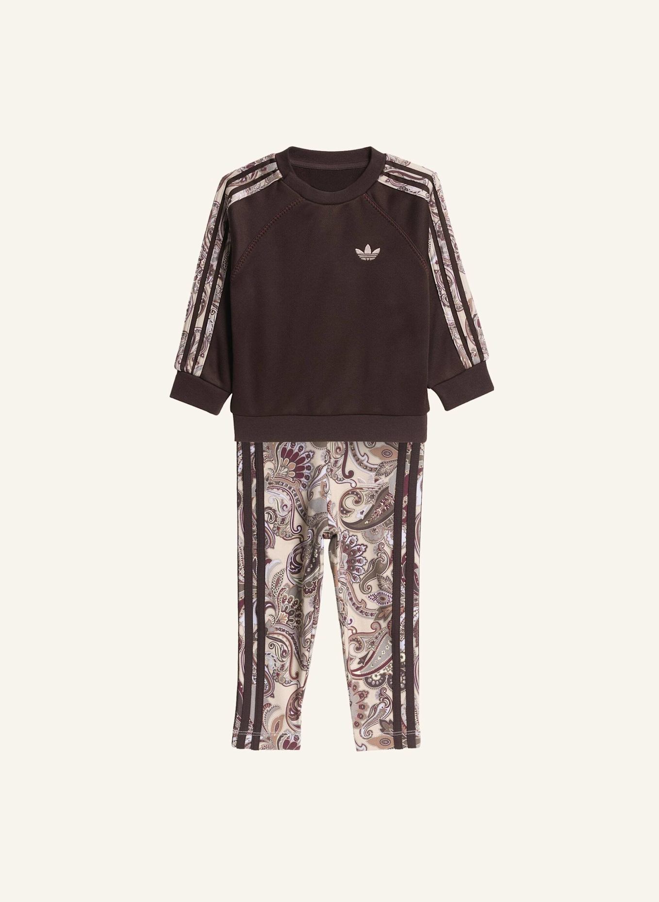 adidas Originals ADIDAS X LIBERTY LONDON OVERSIZED CREW UND LEGGINGS SET: BRAUN/ GRAU/ BEIGE