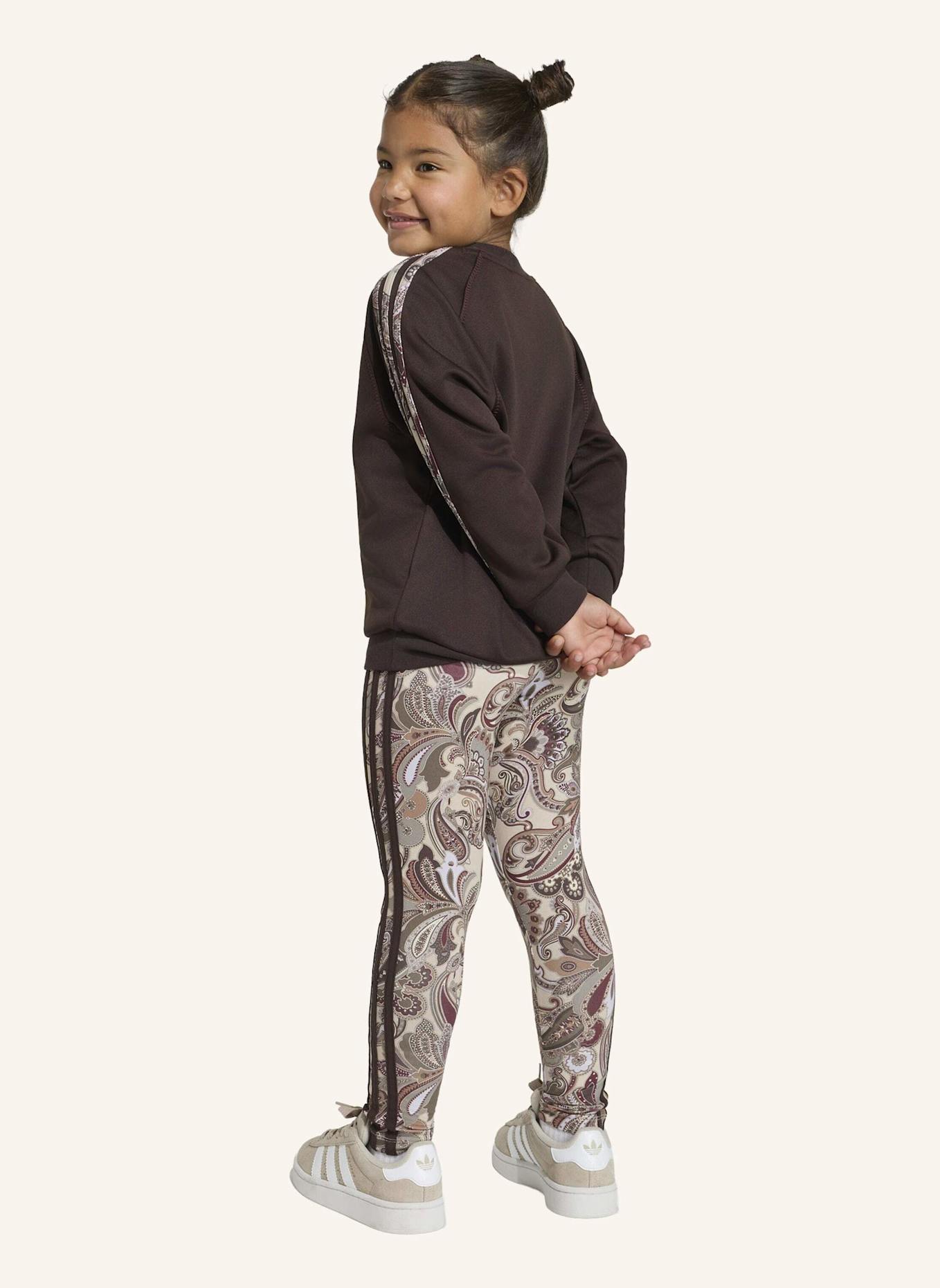 adidas Originals ADIDAS X LIBERTY LONDON OVERSIZED CREW UND LEGGINGS SET: BRAUN/ GRAU/ BEIGE