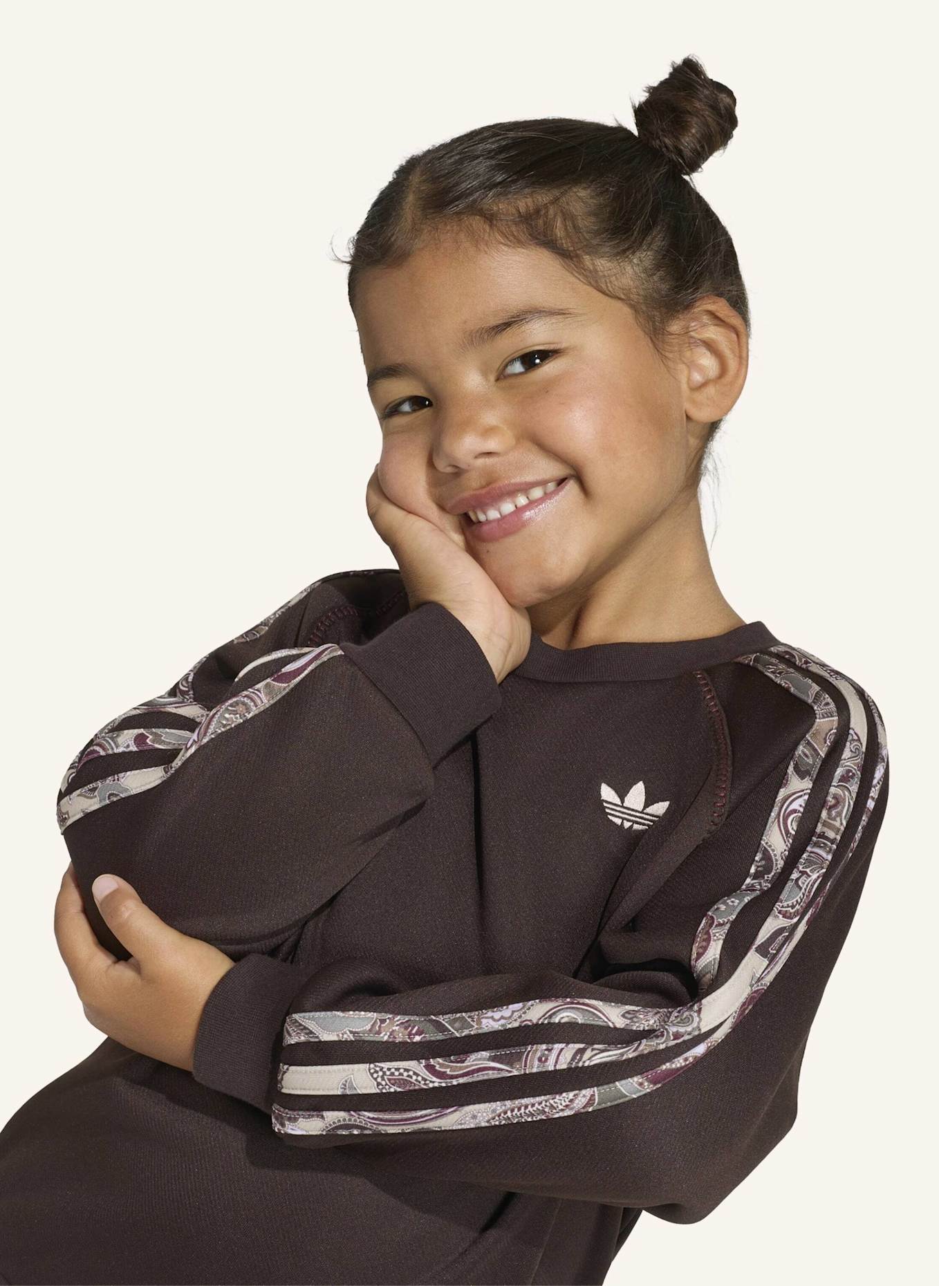 adidas Originals ADIDAS X LIBERTY LONDON OVERSIZED CREW UND LEGGINGS SET: BRAUN/ GRAU/ BEIGE