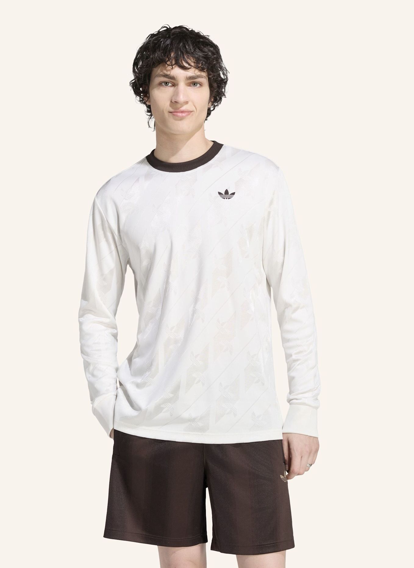 adidas Originals JACQUARD TREFOIL JERSEY, LANGÄRMELIG: WEISS