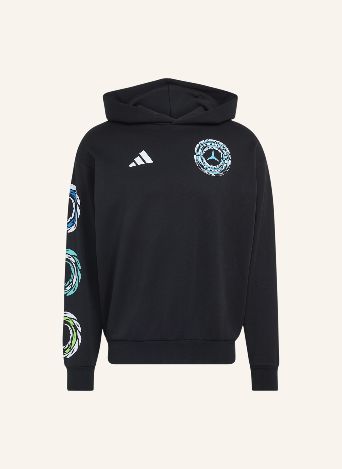 adidas MERCEDES AMG PETRONAS FORMULA 1 TEAM LIGHTS ON HOODIE: SCHWARZ