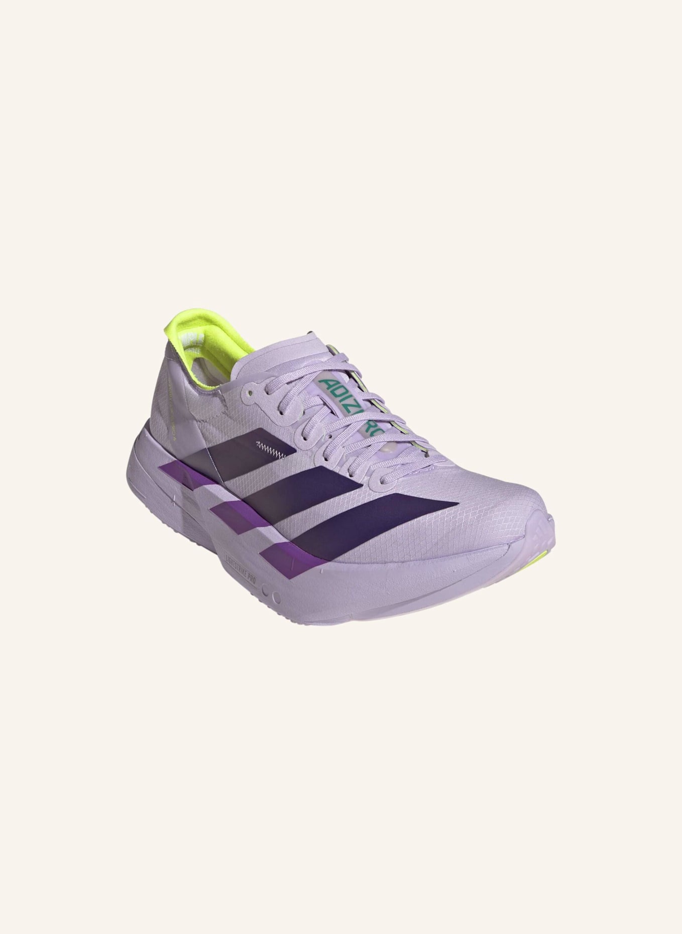 adidas ADIZERO ADIOS PRO 4 LAUFSCHUH: LILA/ GRÜN