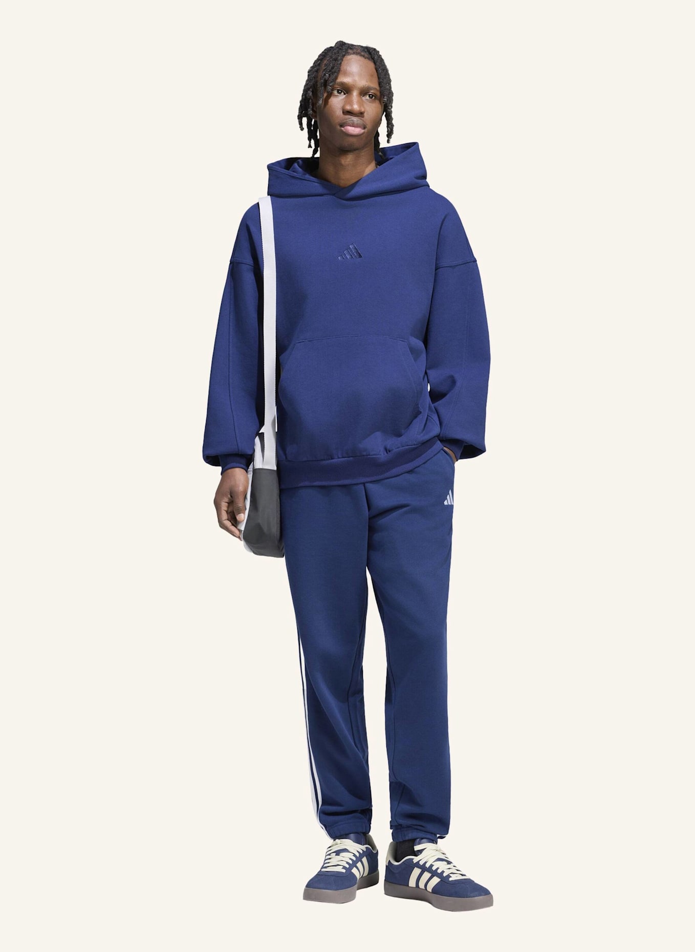 adidas ESSENTIALS 3-STREIFEN HOSE, FRENCH TERRY, SCHMAL ZULAUFEND, BÜNDCHEN: WEISS