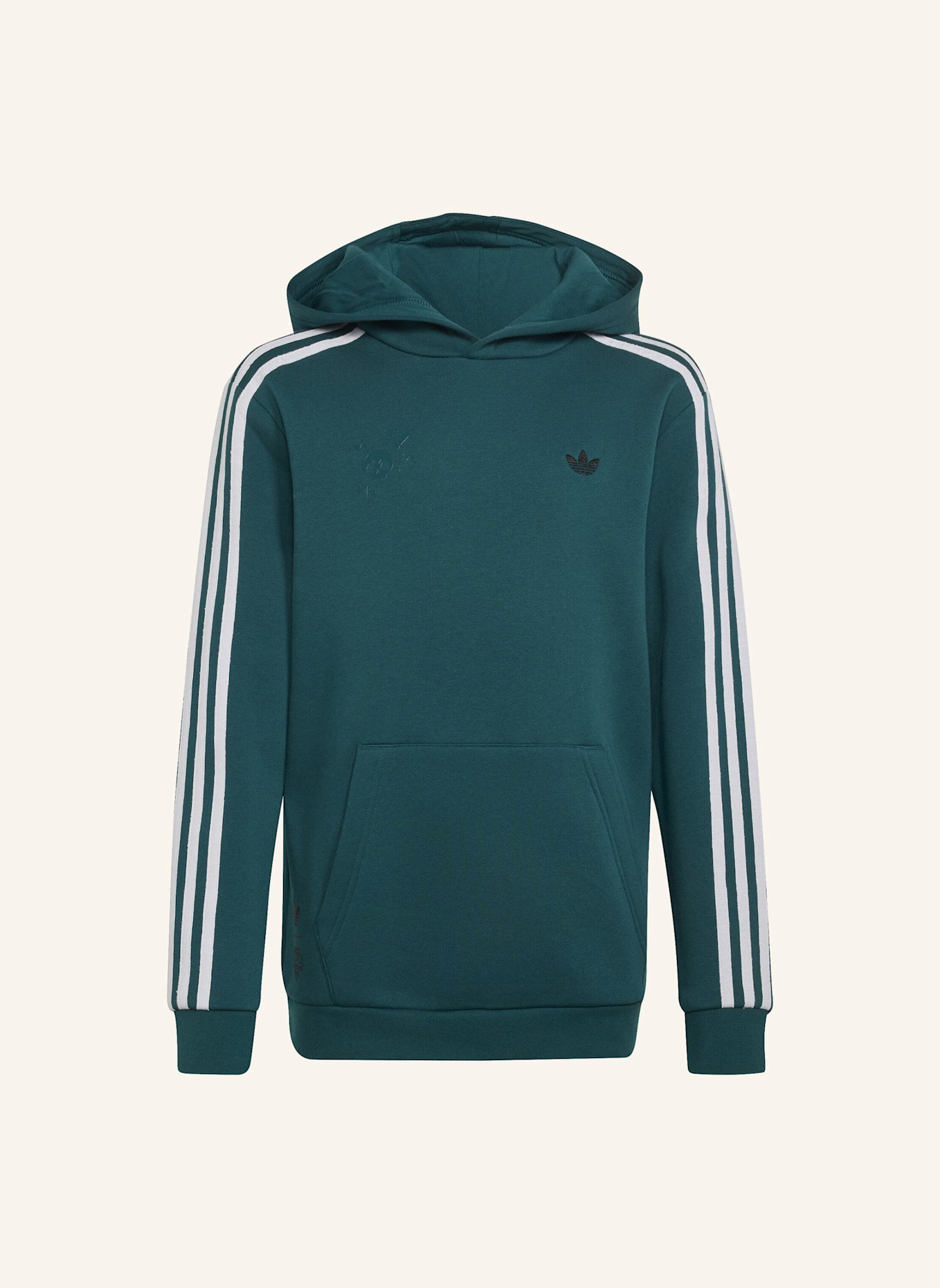 adidas Originals GRAFIK-HOODIE, LOCKER GESCHNITTEN: GRÜN/ WEISS