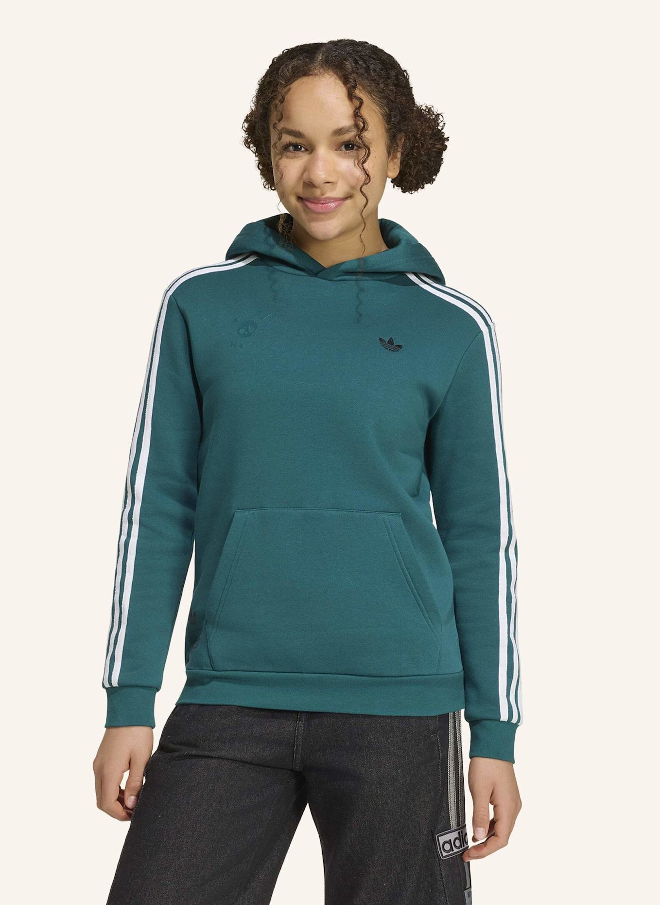 adidas Originals GRAFIK-HOODIE, LOCKER GESCHNITTEN: GRÜN/ WEISS