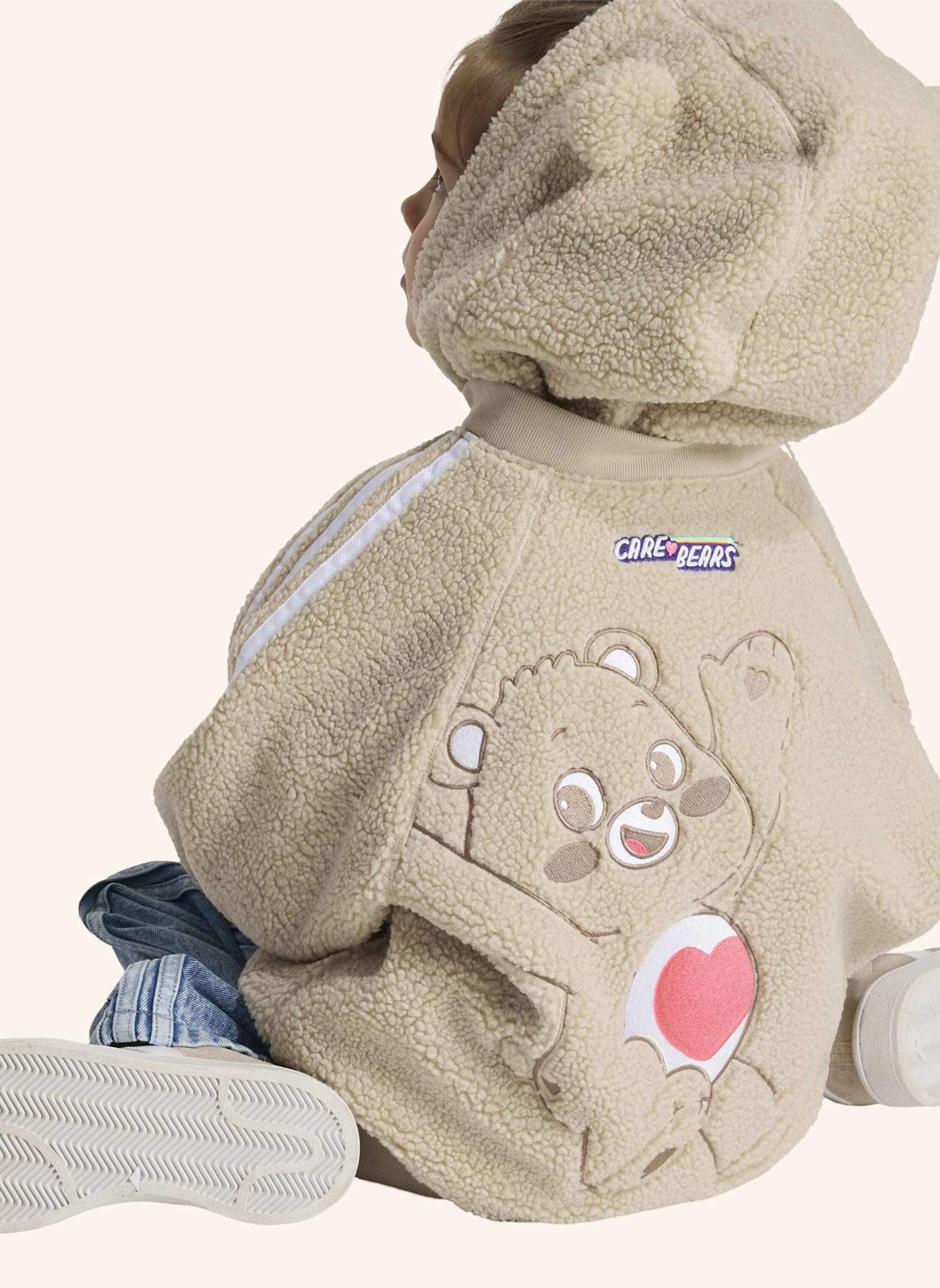 adidas Originals ADIDAS CARE BEARS SST TEDDY FLEECE TRACK TOP MIT KAPUZE: BEIGE
